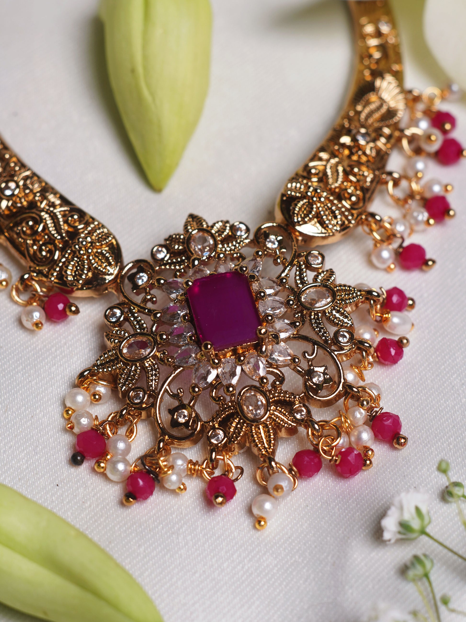 Crimson Heritage Kundan Necklace Set