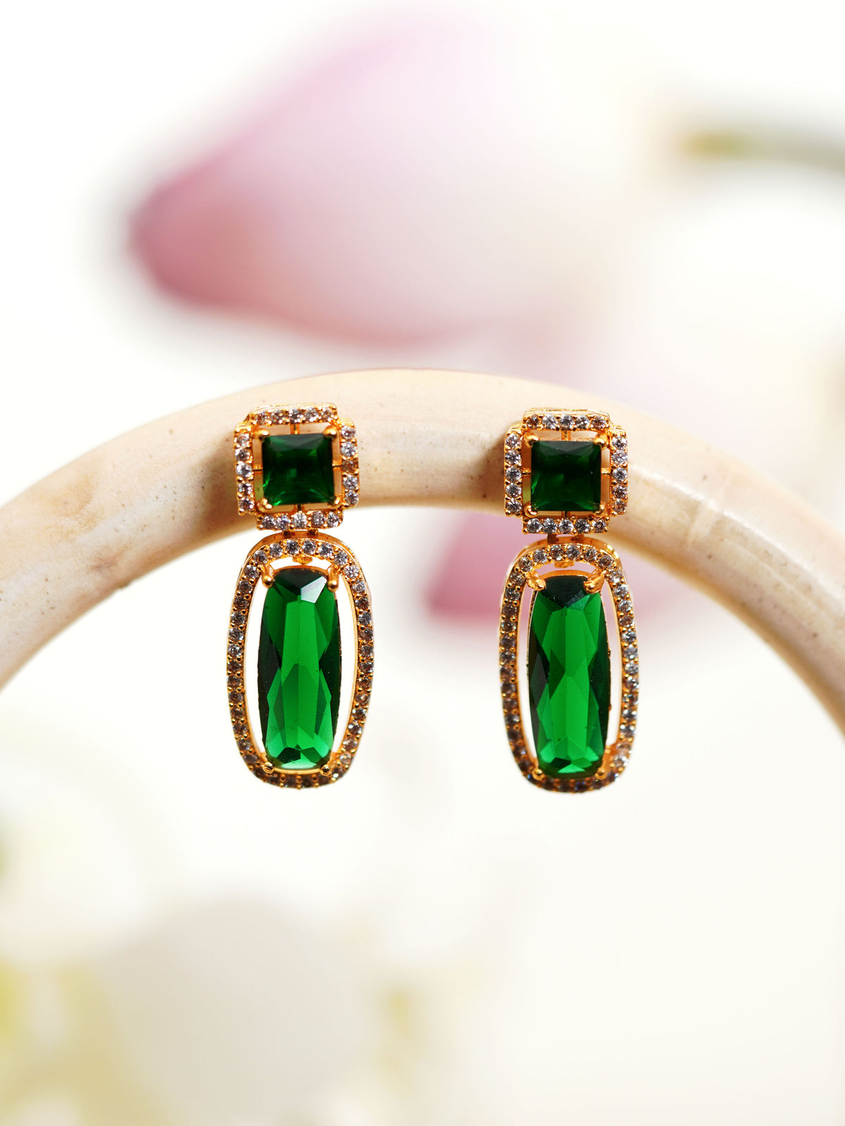 Forest Green Rectangular Stone Necklace Set