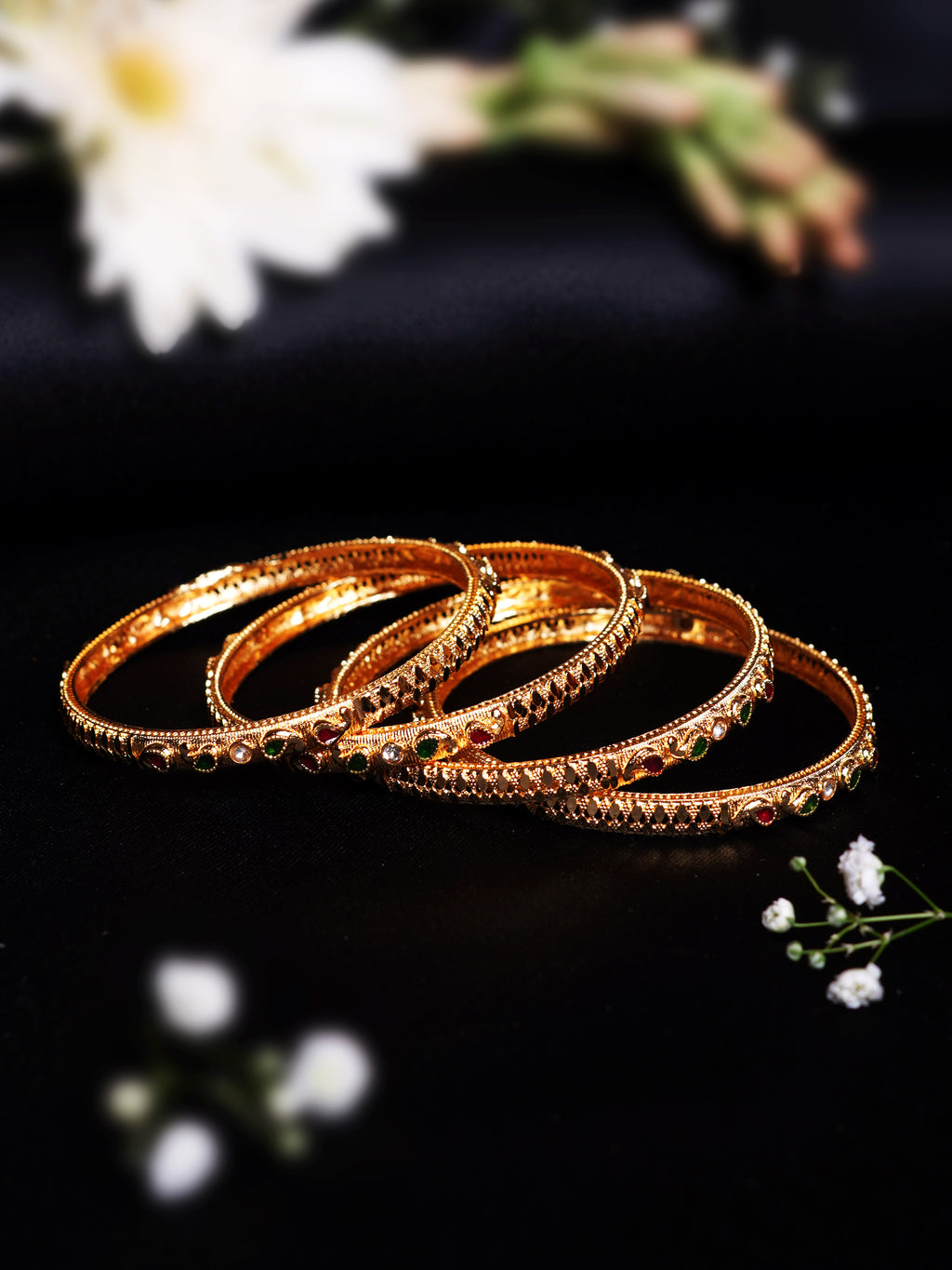 Navratan Leaf Design Bangle Set
