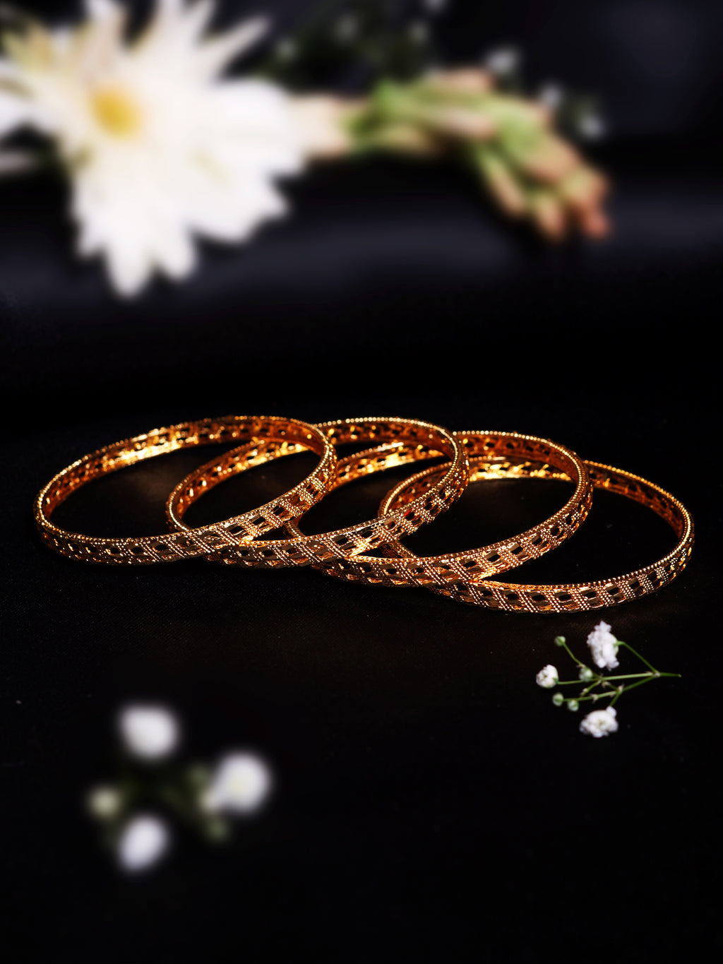 Geometric Jali Design Gold Bangle Set