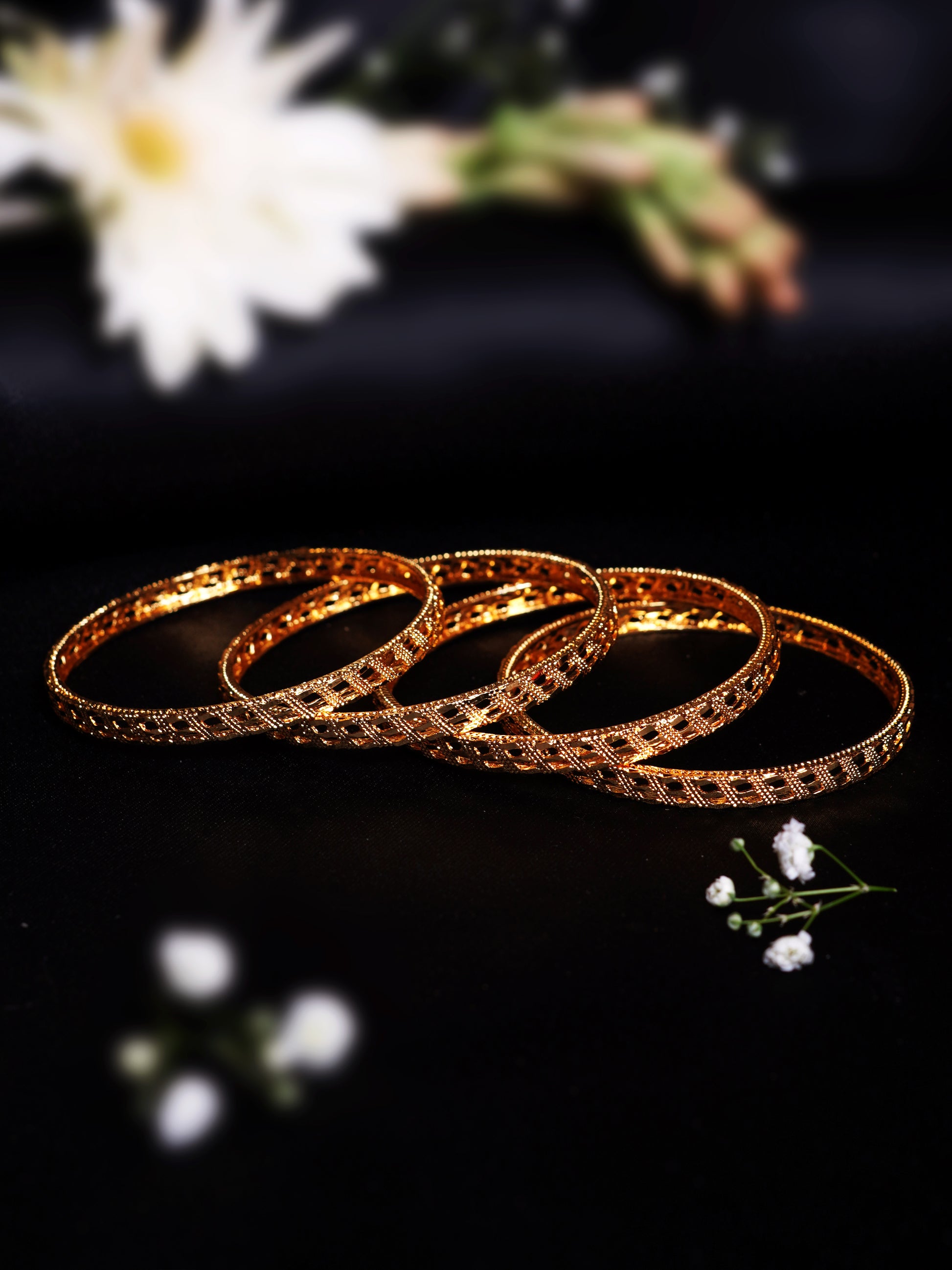 Geometric Jali Design Gold Bangle Set