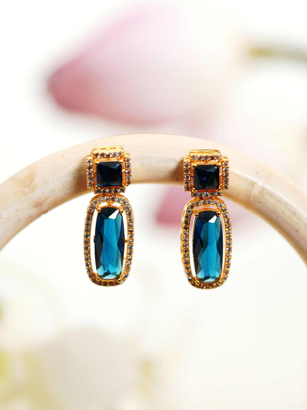 Midnight Blue Rectangular Stone Necklace Set