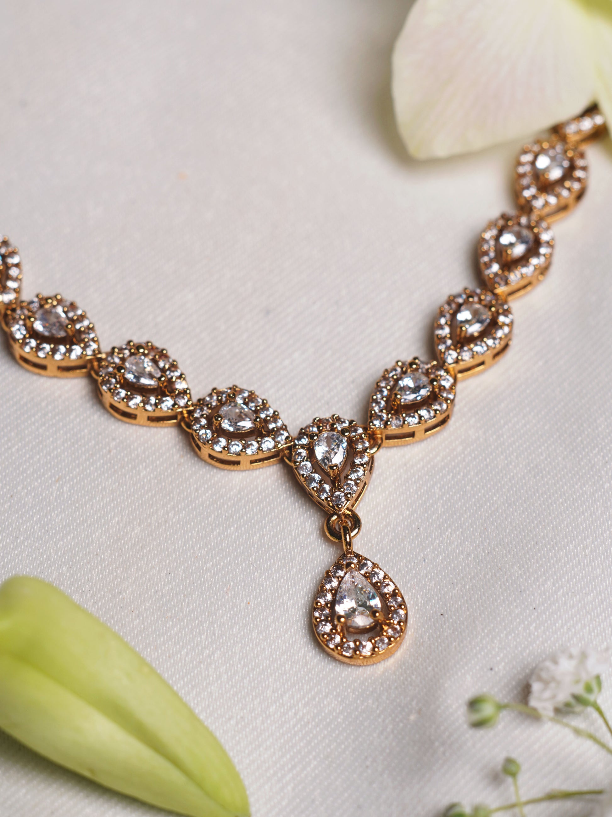 Ivory Teardrop Tennis Necklace Set