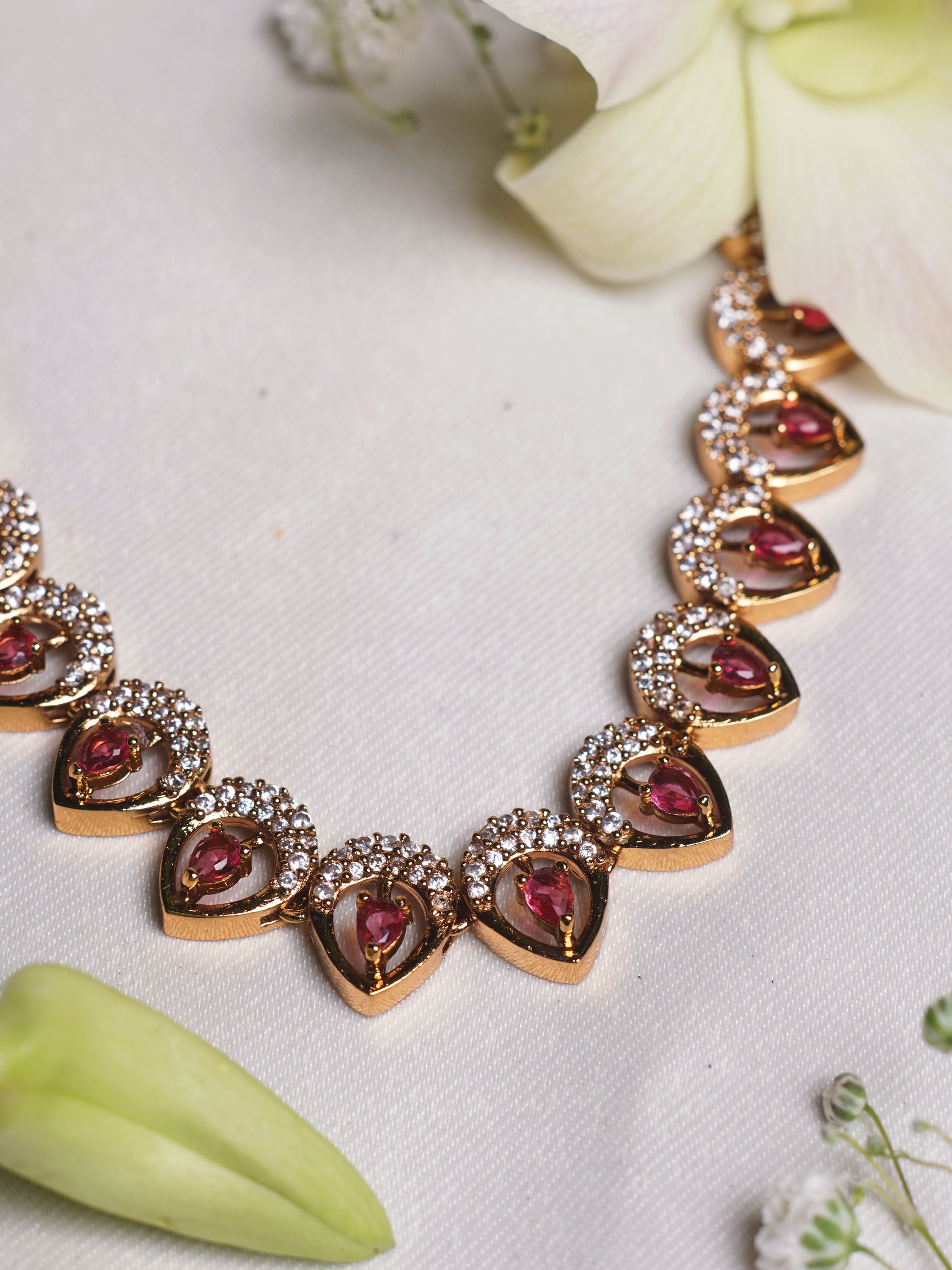 Blush Teardrop Crystal Necklace Set