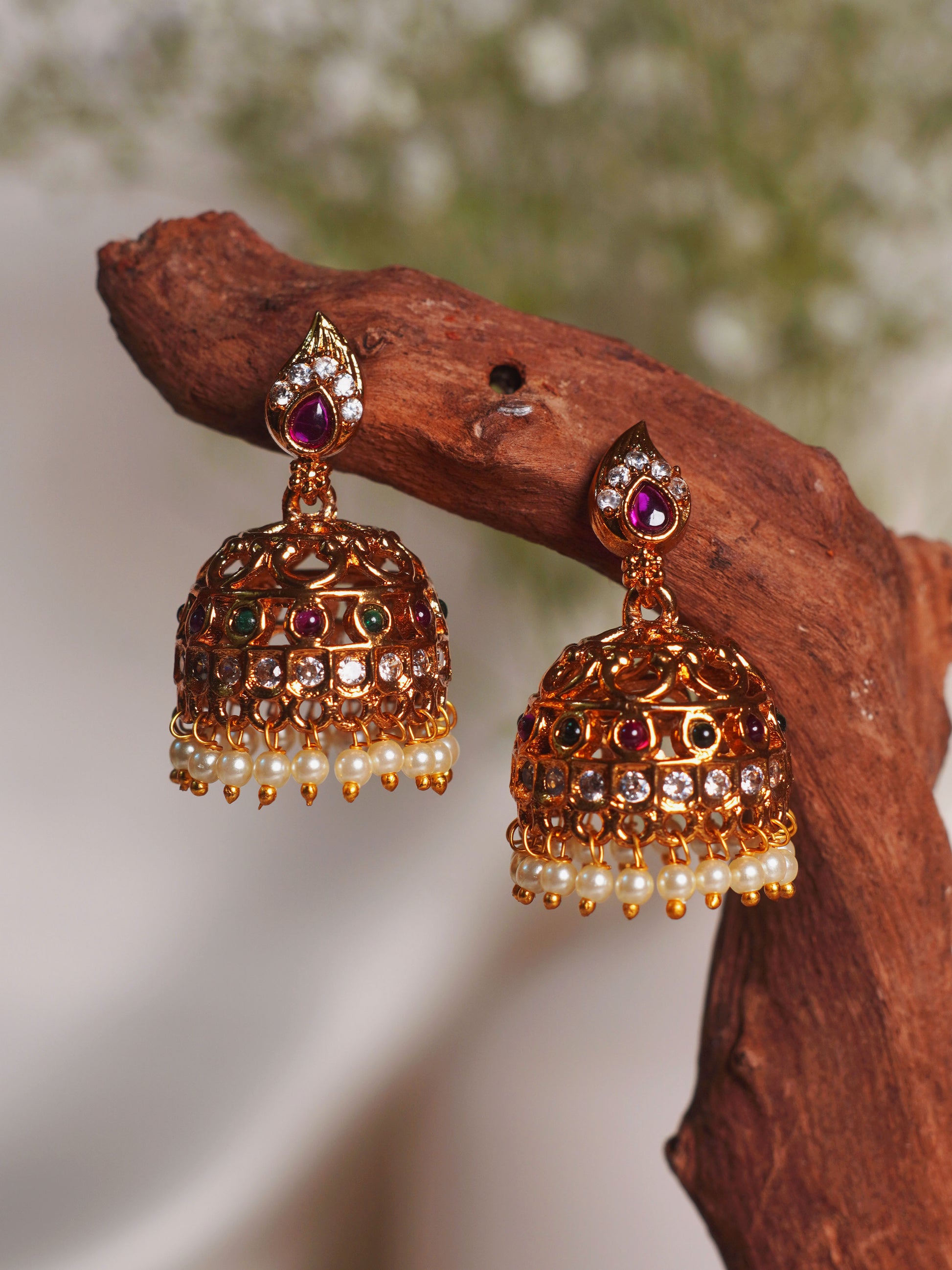 Royal Peacock Kundan Jhumka Necklace Set