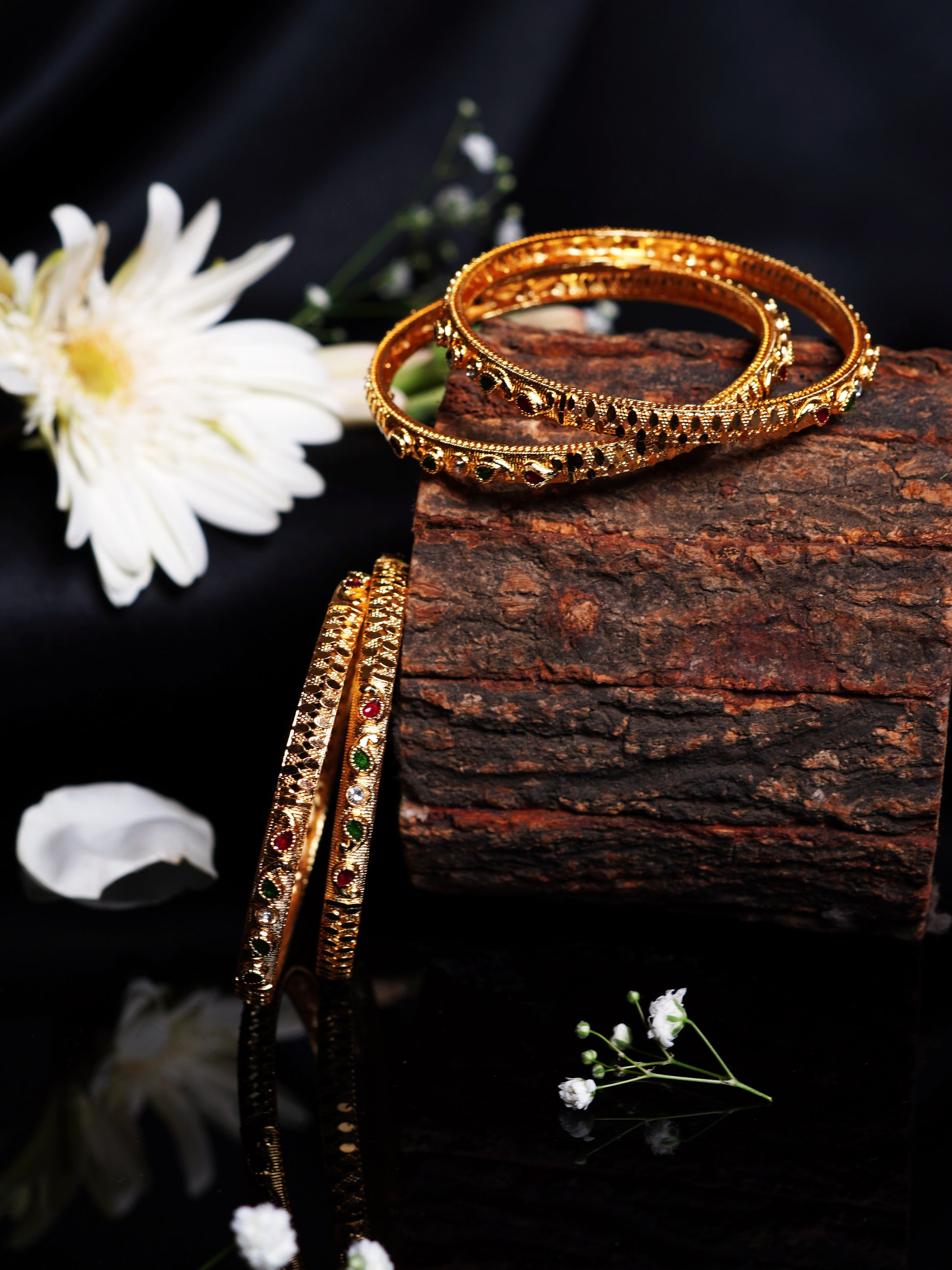 Navratan Leaf Design Bangle Set
