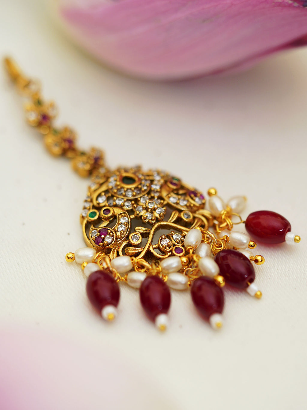 Peacock Kemp Pearl Bridal Necklace Set