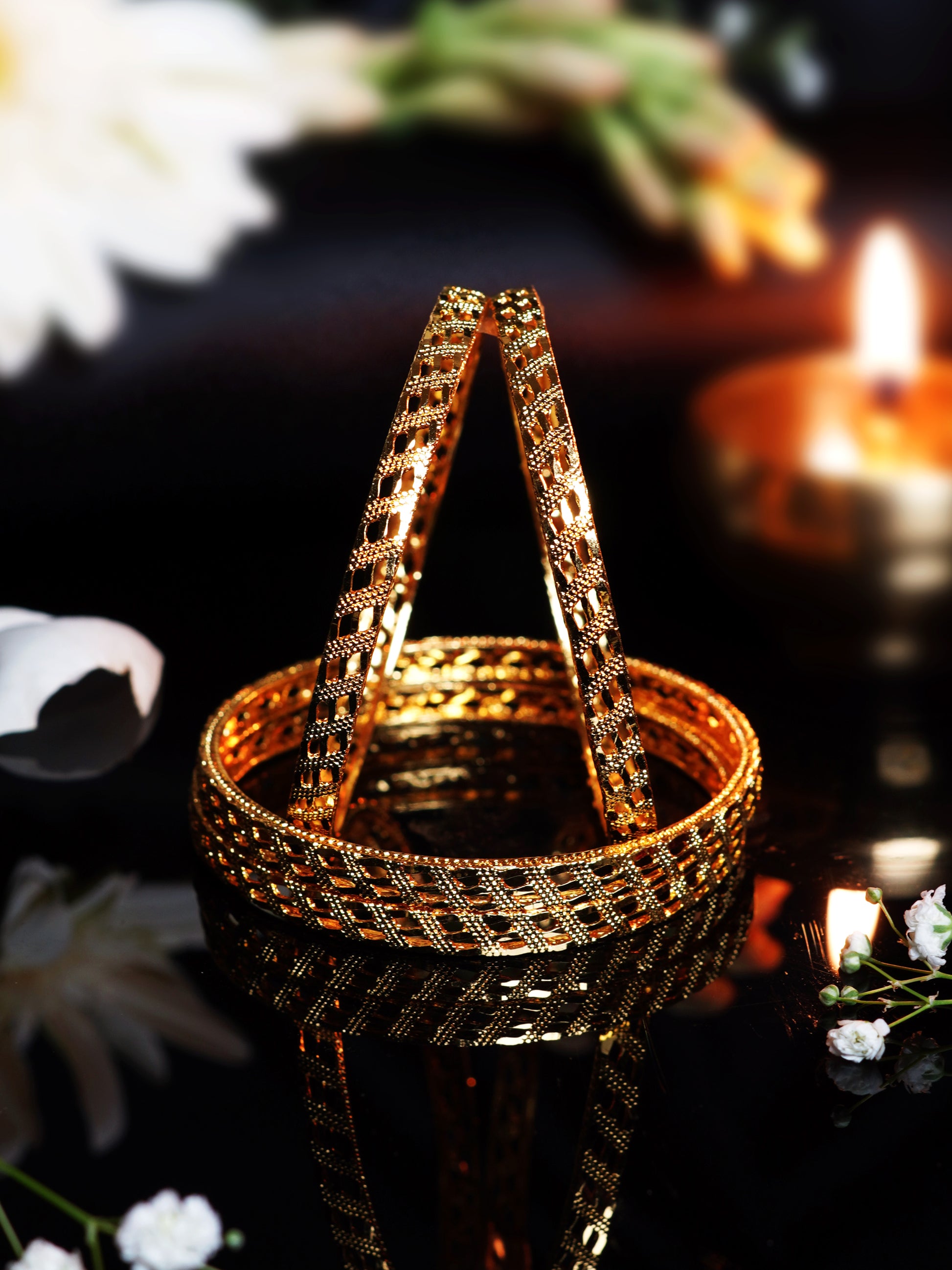 Geometric Jali Design Gold Bangle Set
