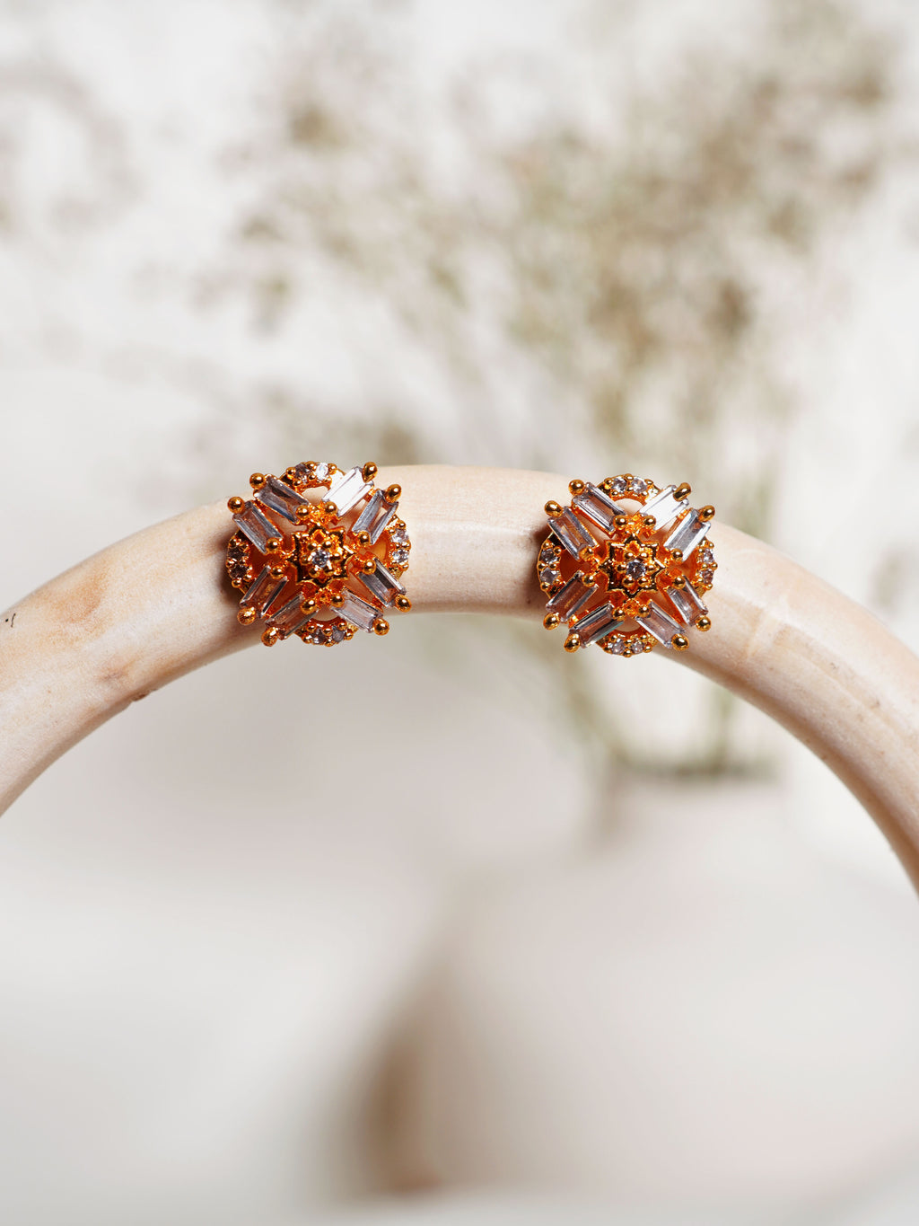 Geometric Crystal Halo Stud Earrings