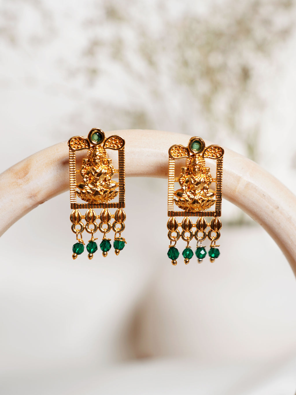 Lakshmi Green Drop Earrings