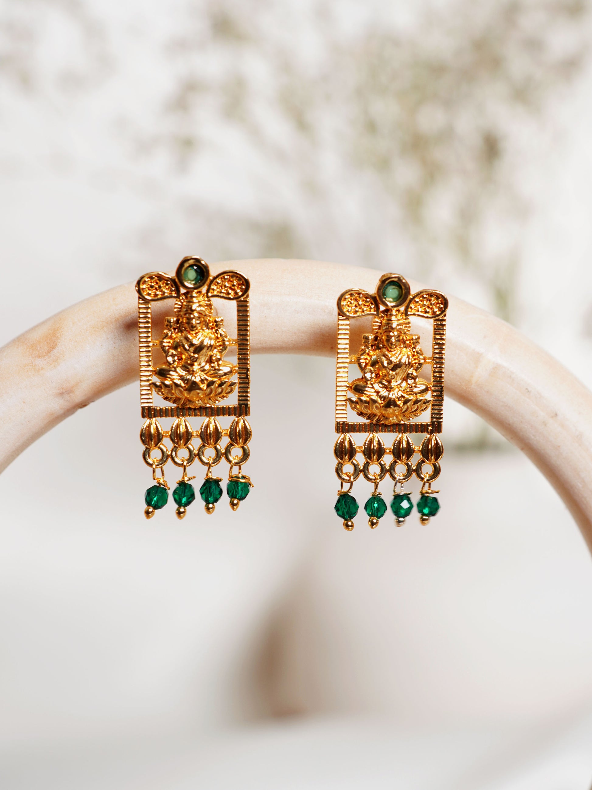 Lakshmi Green Drop Earrings