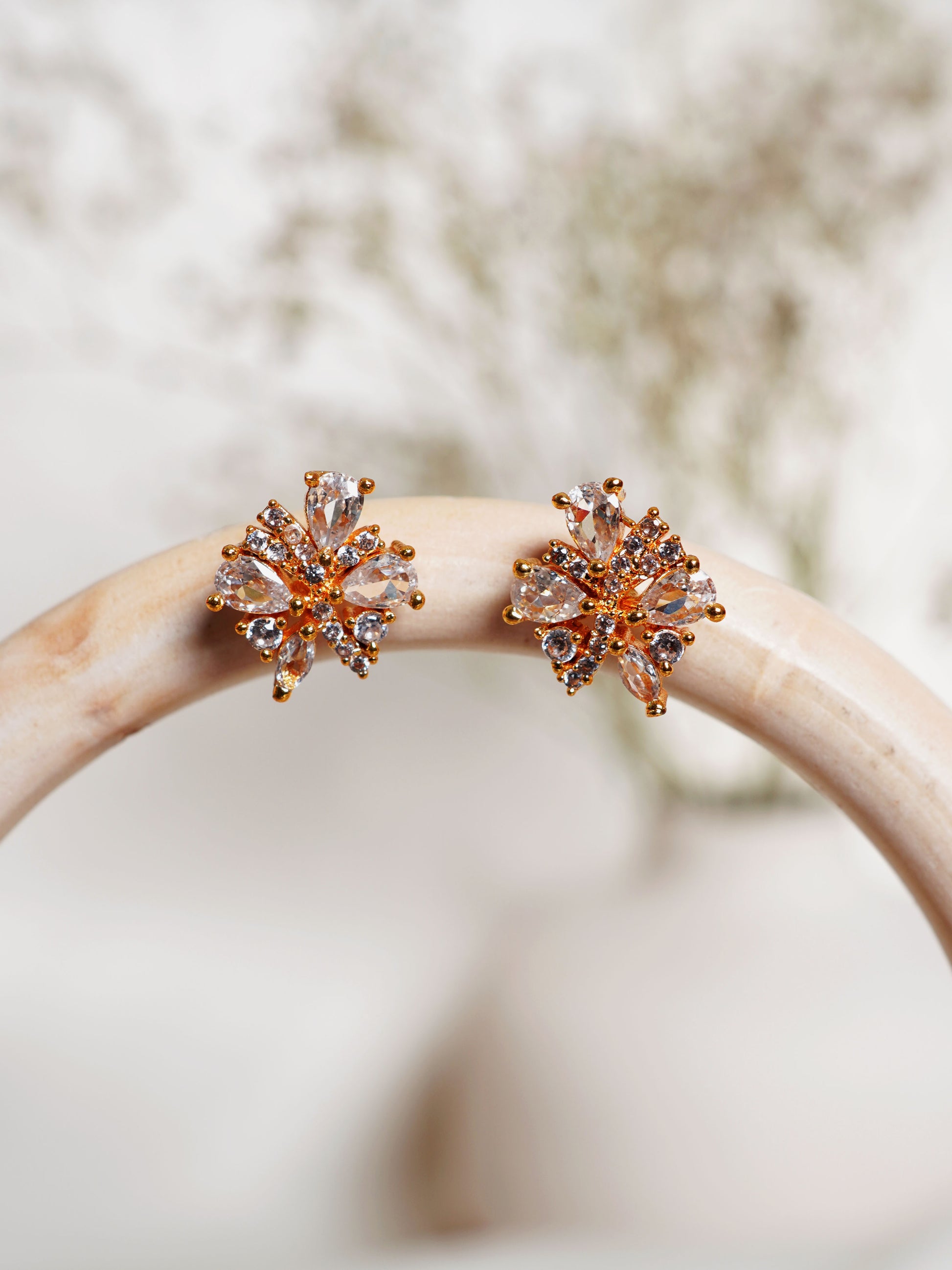 Crystal Petal Bloom Stud Earrings