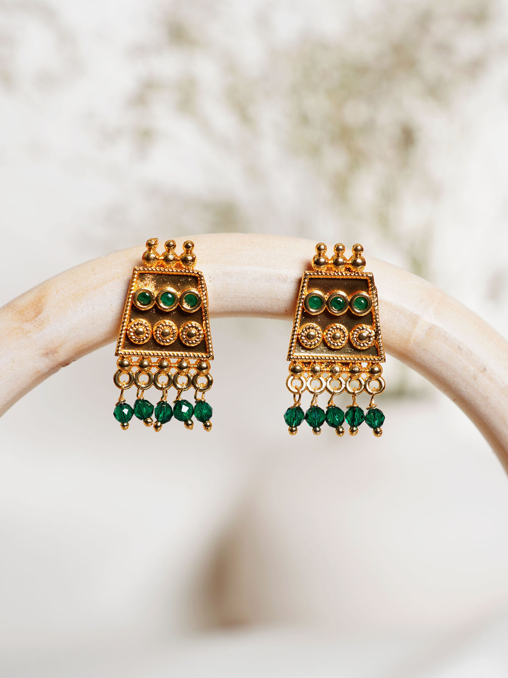 Green Heritage Fringe Earrings
