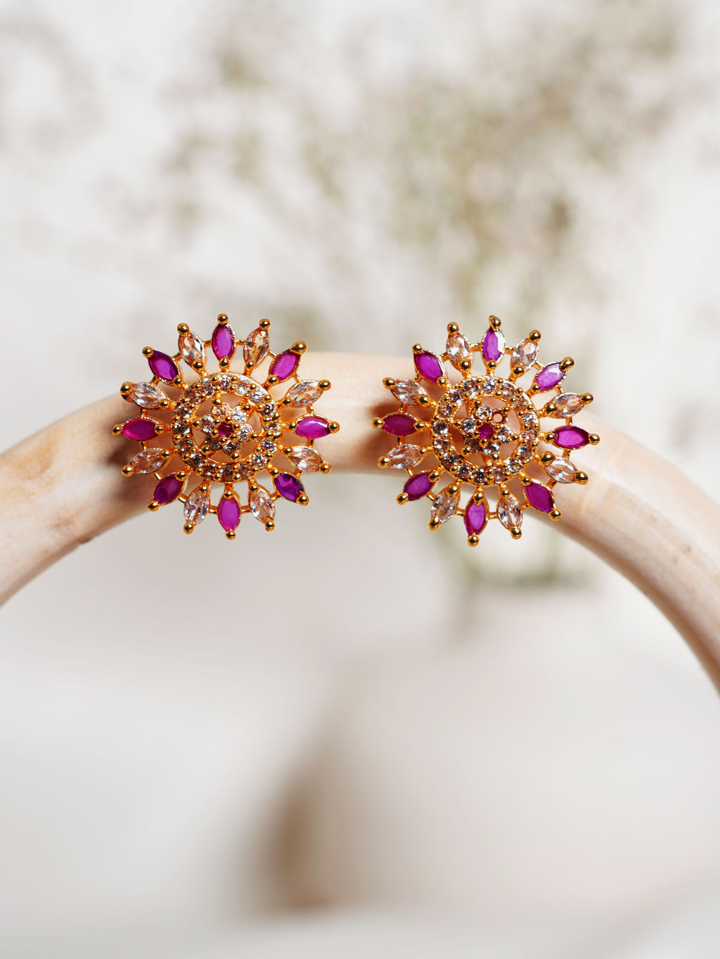 Rani Crystal Sunburst Stud Earrings