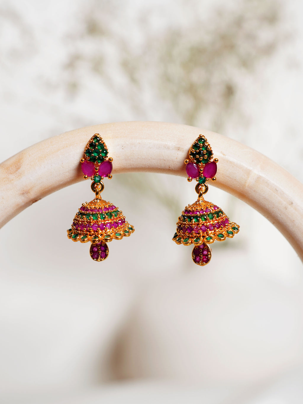 Rani Green Jhumka Earrings