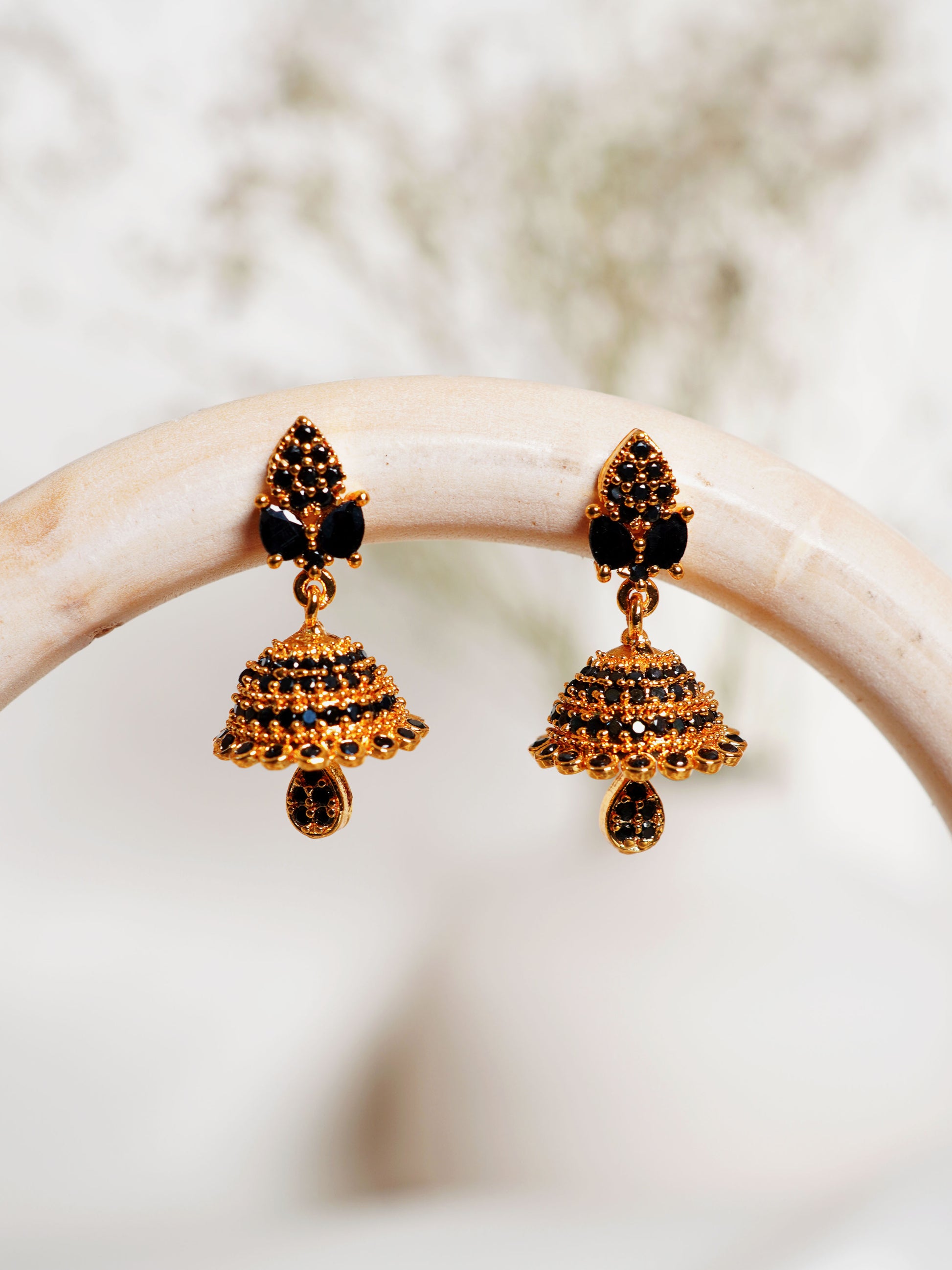 Midnight Black Jhumka Earrings