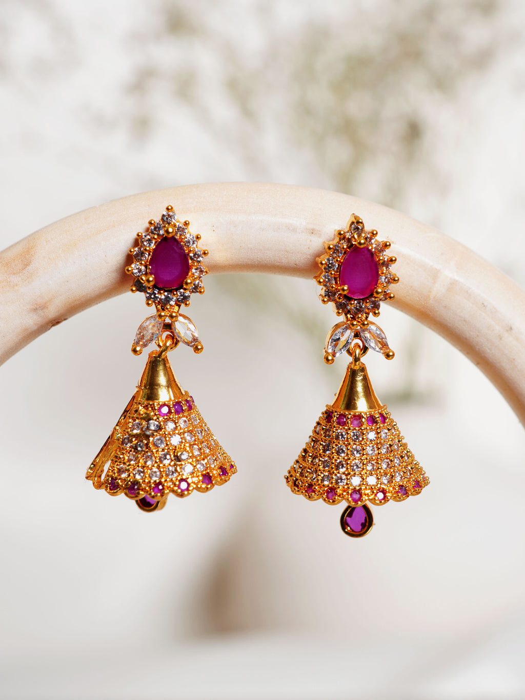 Rani Crystal Bell Jhumka Earrings