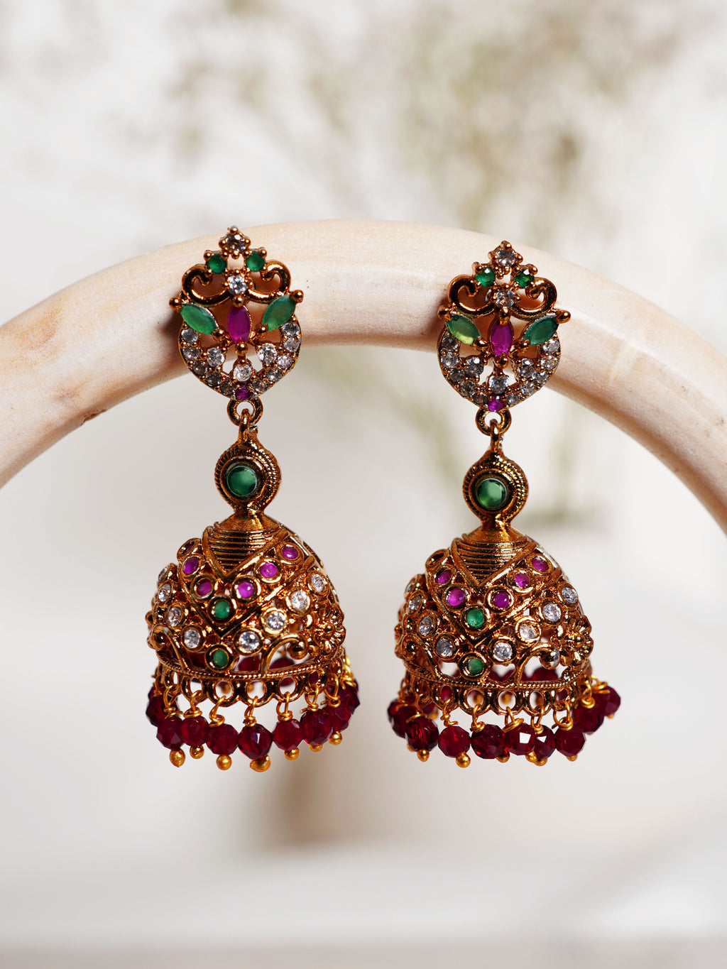 Rani Green Rajsi Jhumka Earrings