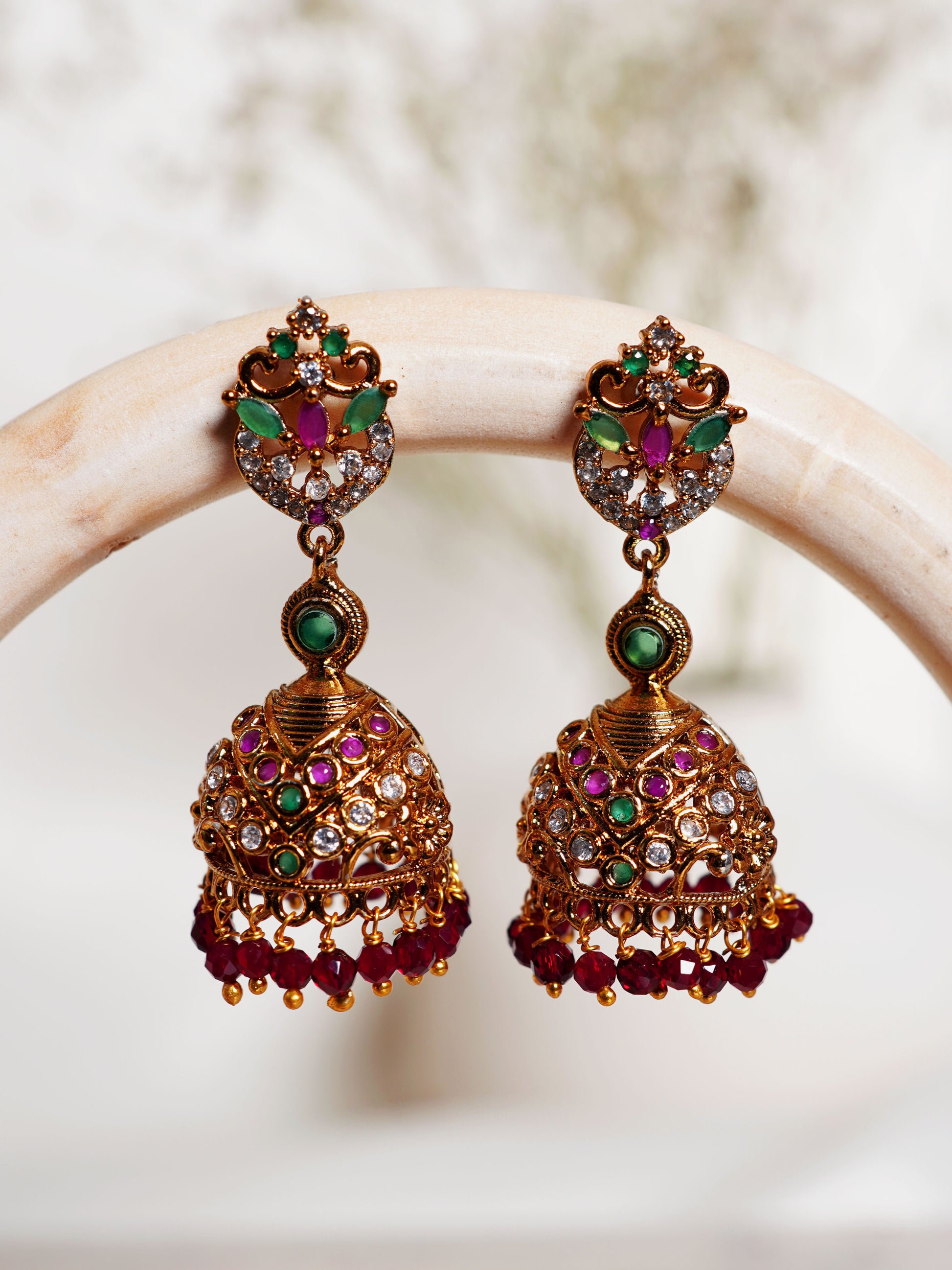 Rani Green Rajsi Jhumka Earrings