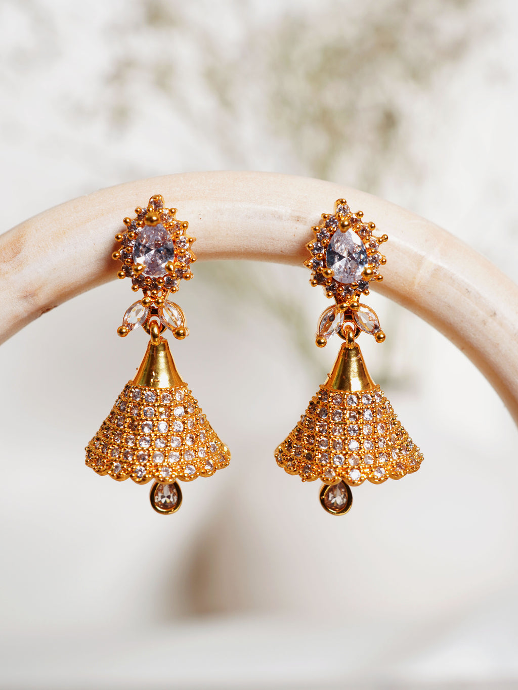 Crystal Teardrop Jhumka Earrings