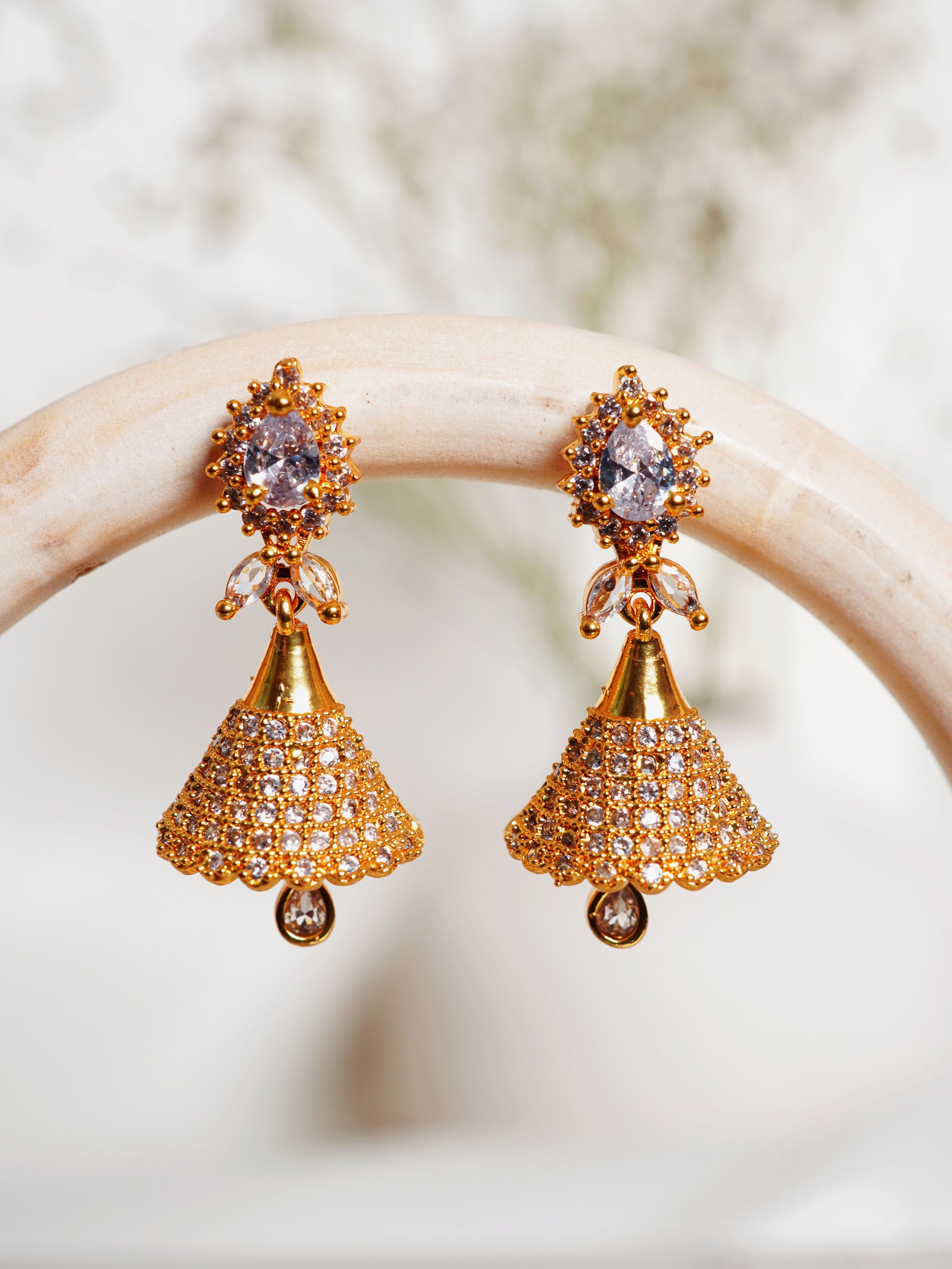 Crystal Teardrop Jhumka Earrings