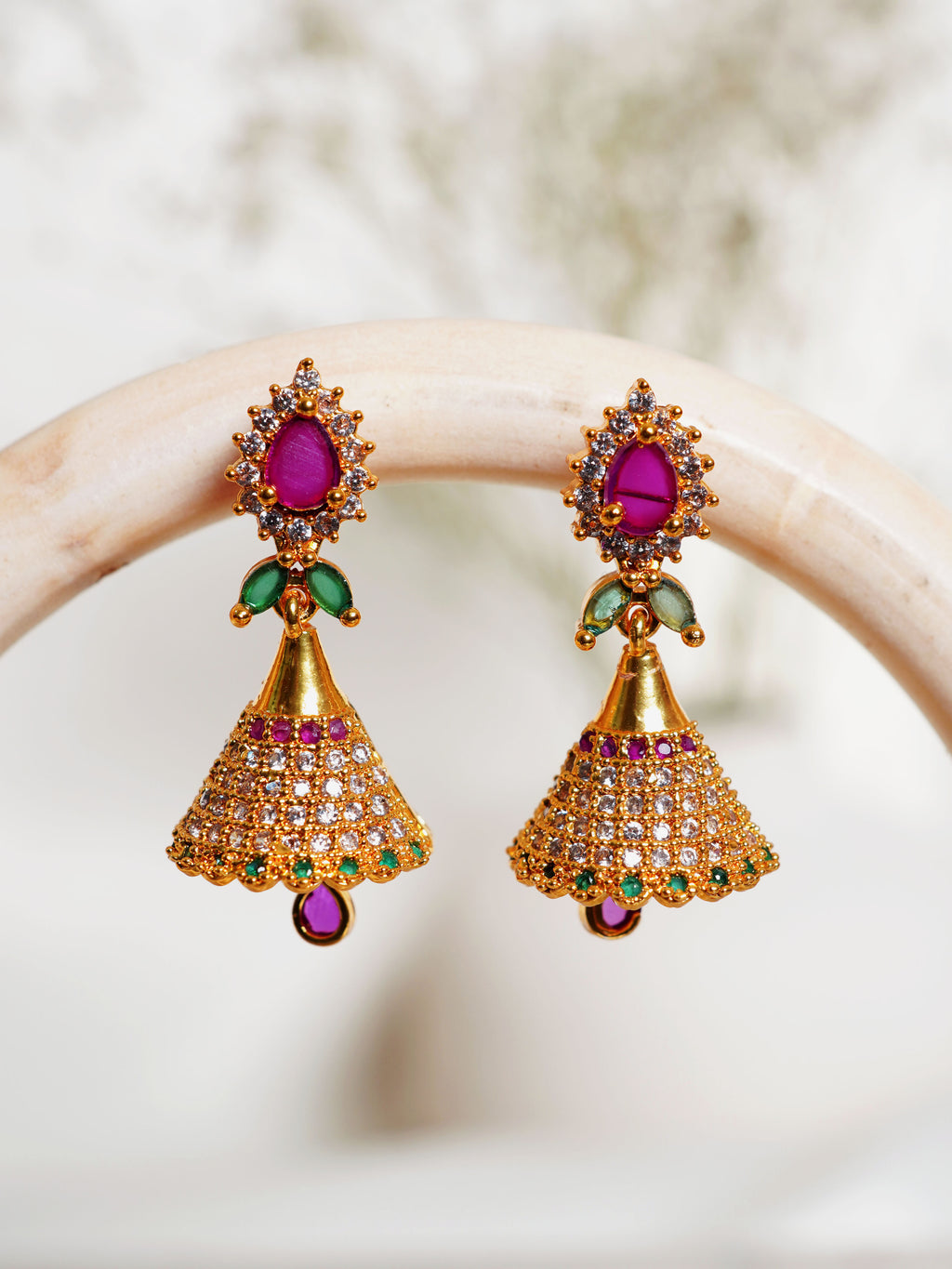 Rani Green Teardrop Jhumka Earrings