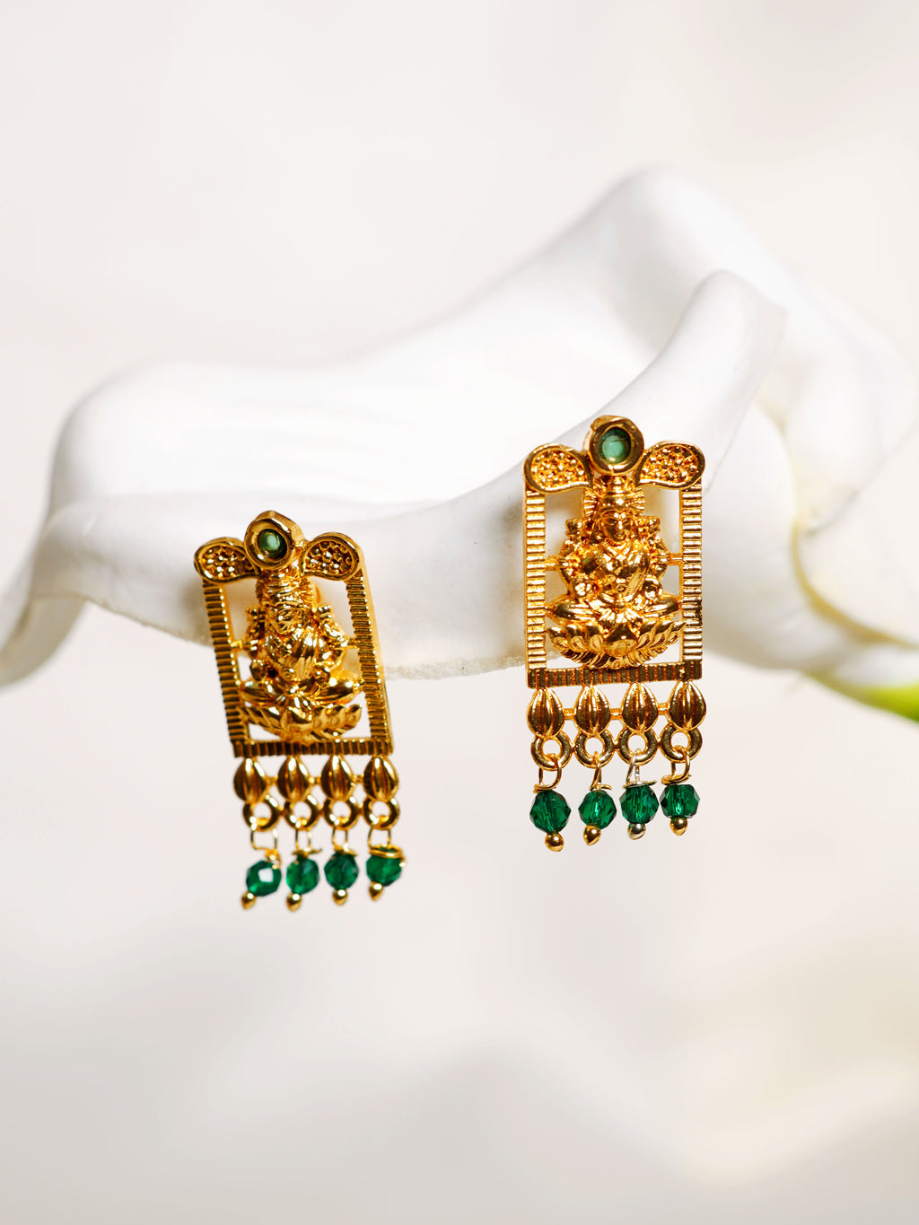 Lakshmi Green Drop Earrings