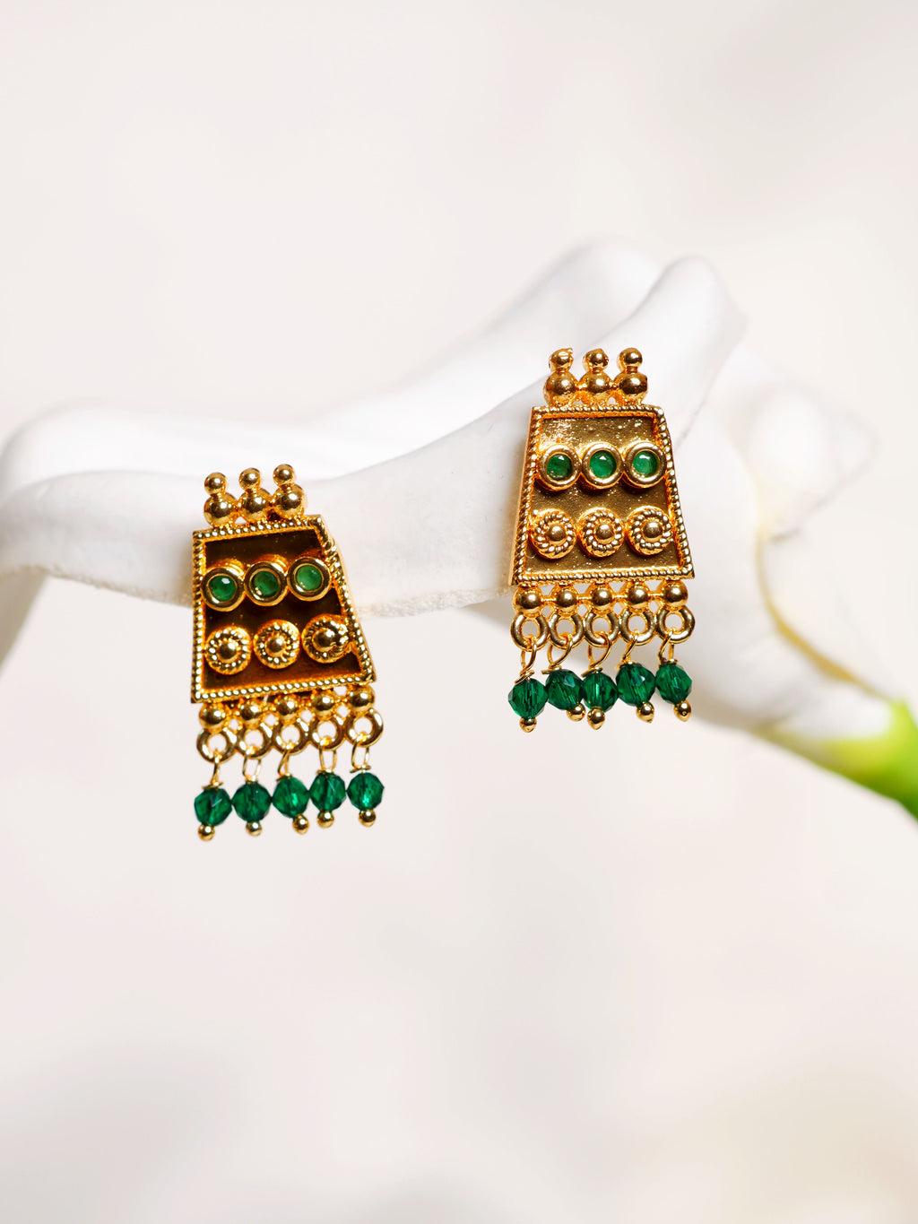Green Heritage Fringe Earrings