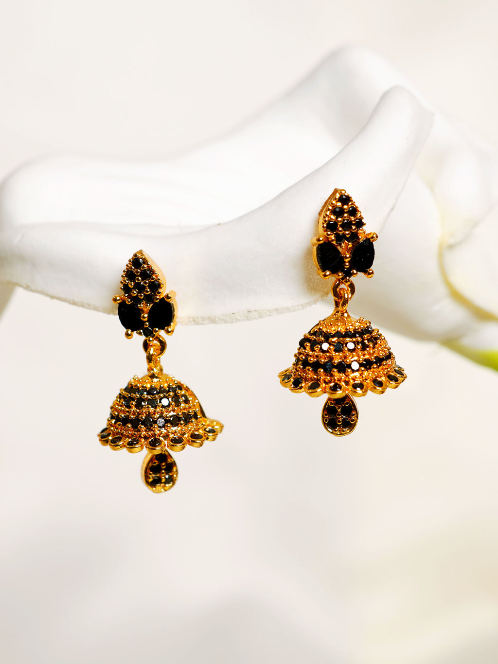 Midnight Black Jhumka Earrings