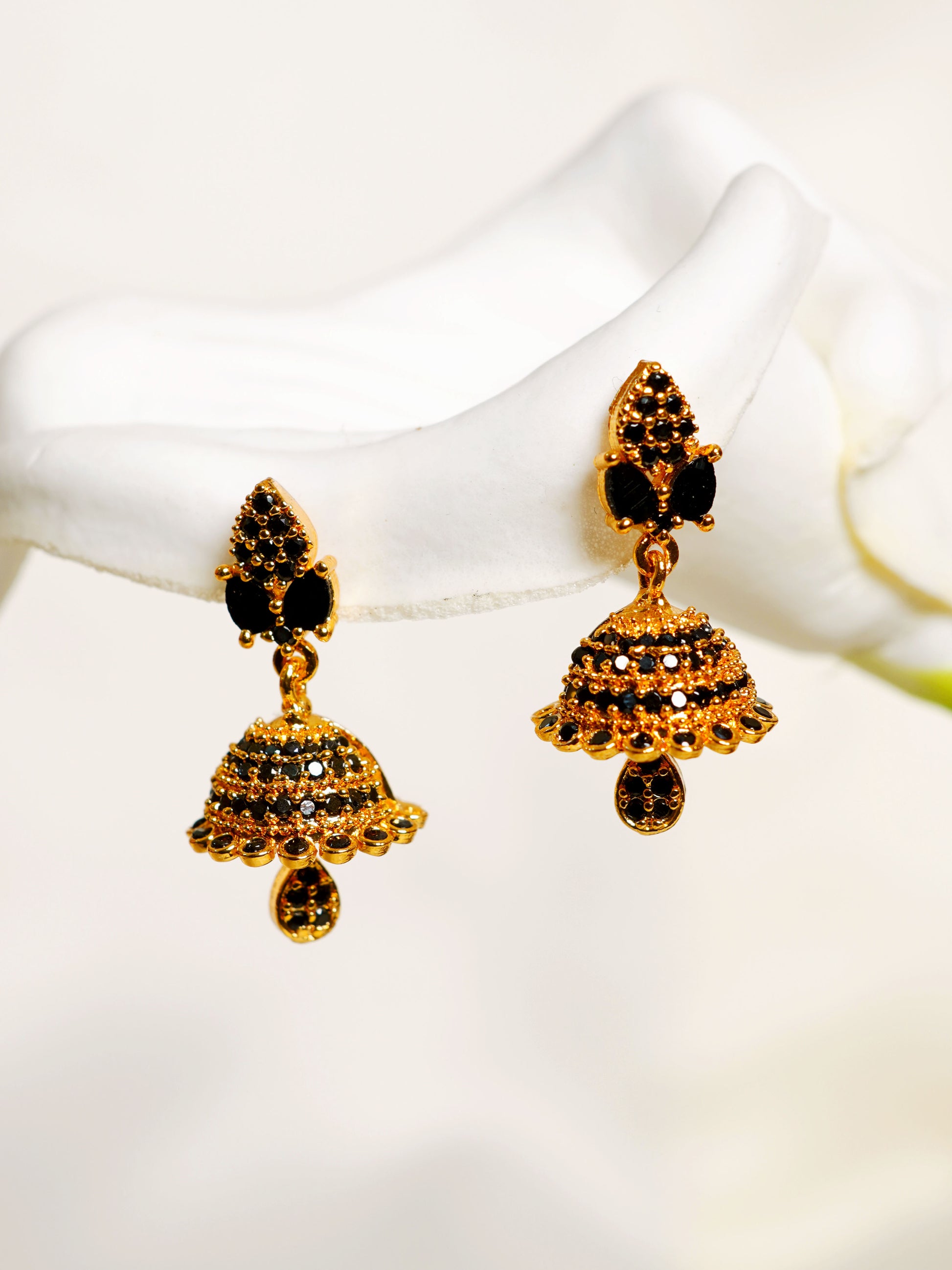 Midnight Black Jhumka Earrings