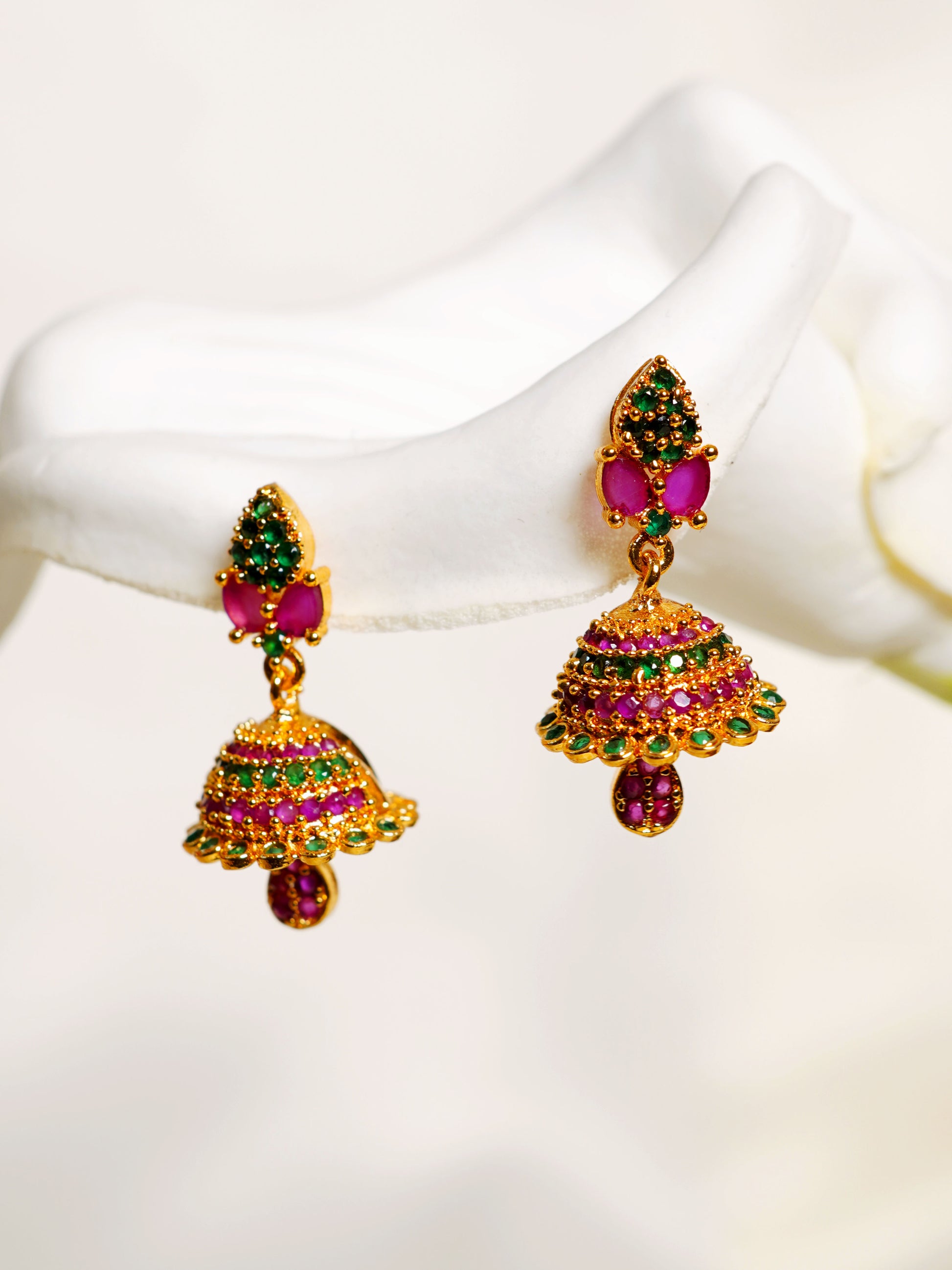 Rani Green Jhumka Earrings