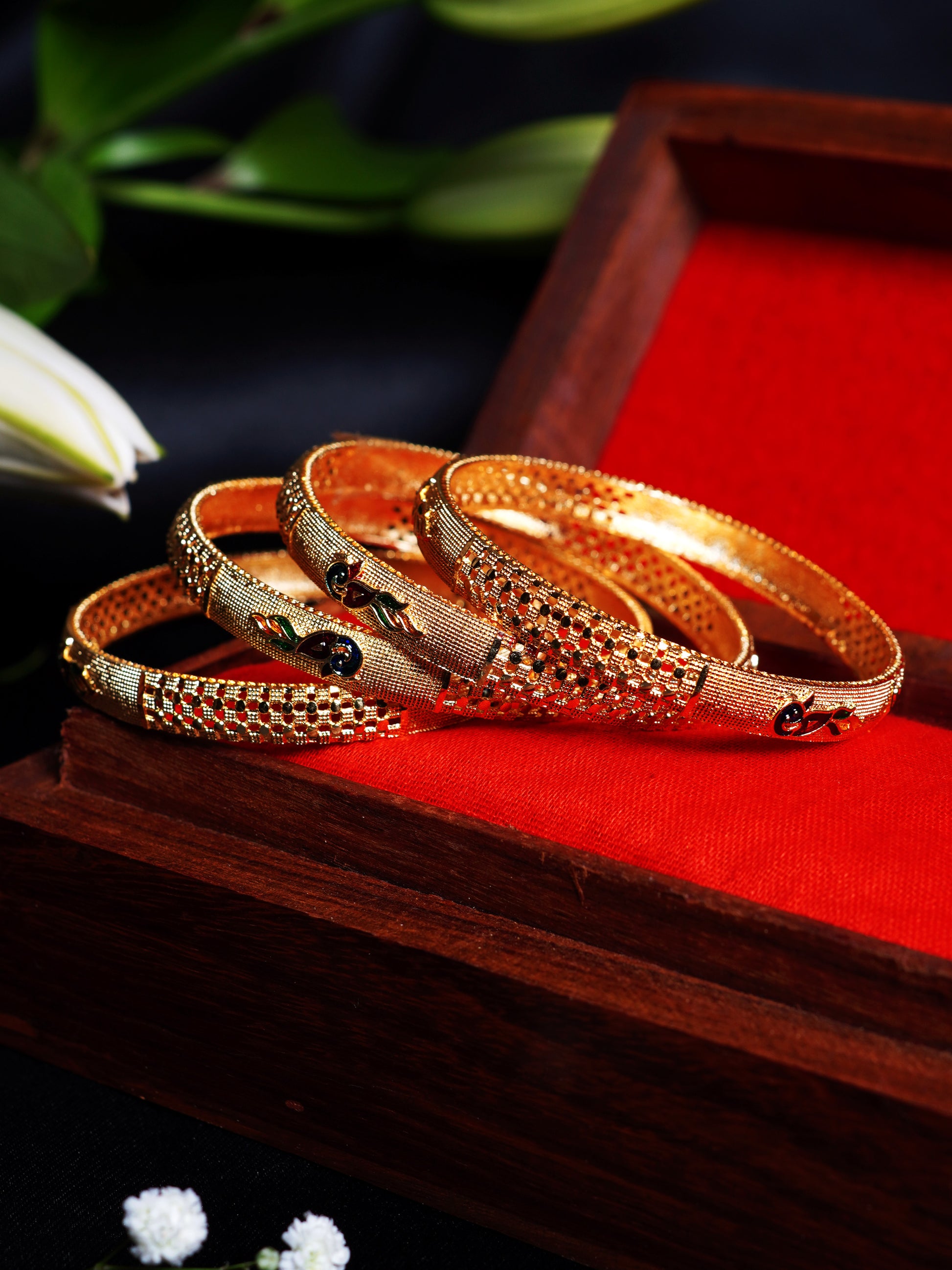 Meenakari Peacock Design Bangle Set