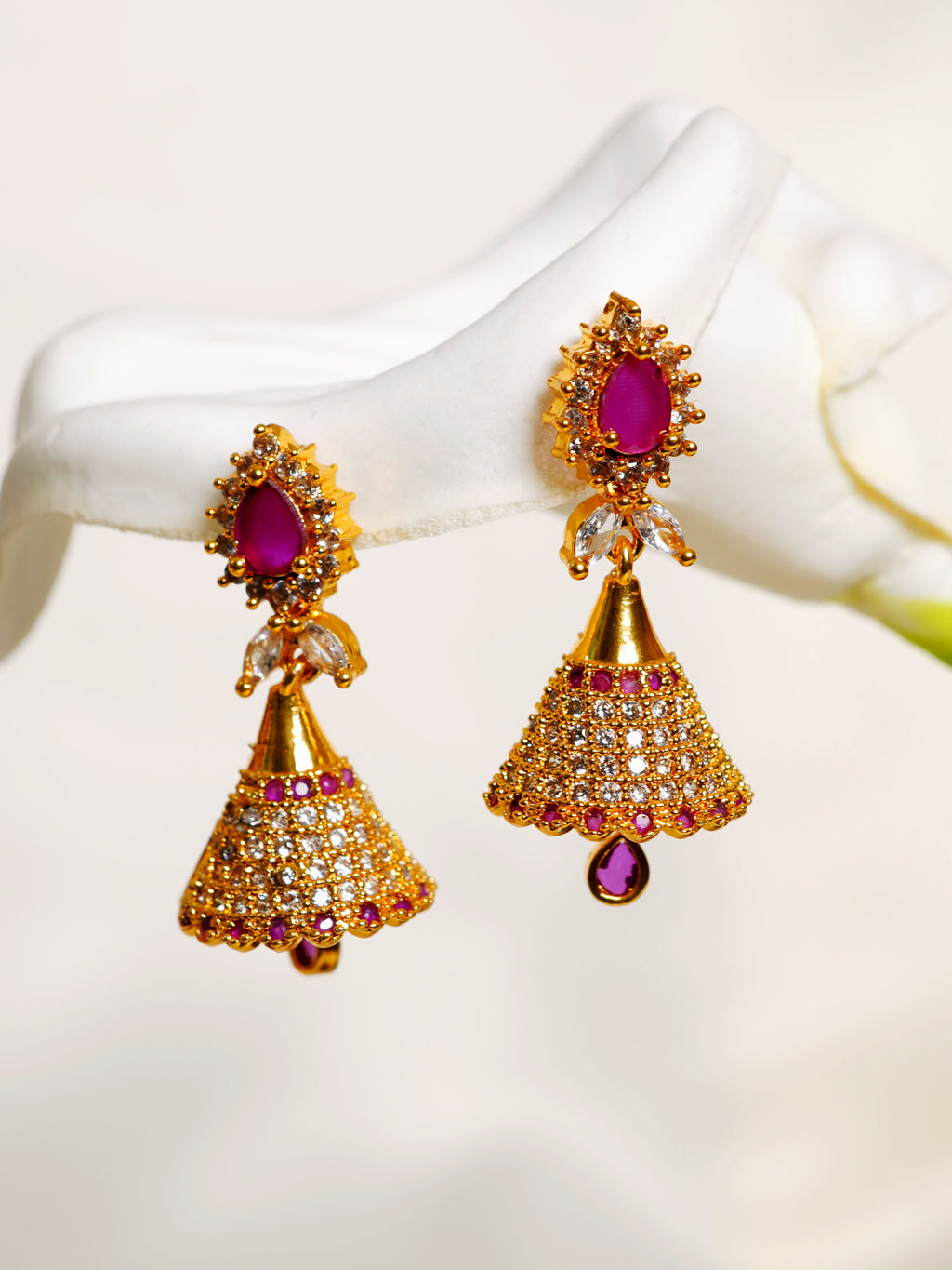 Rani Crystal Bell Jhumka Earrings