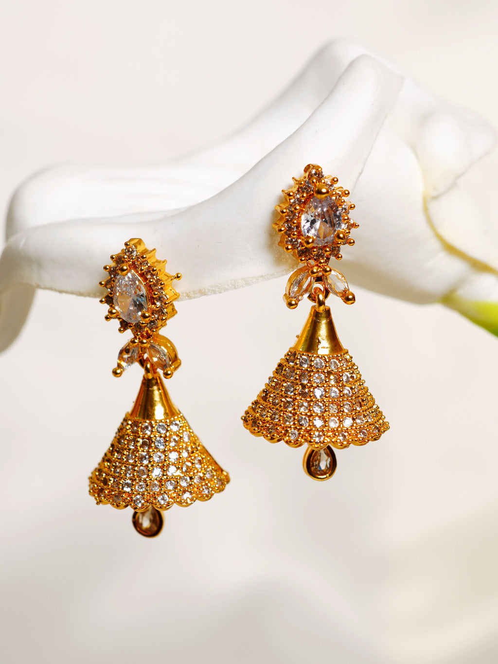 Crystal Teardrop Jhumka Earrings