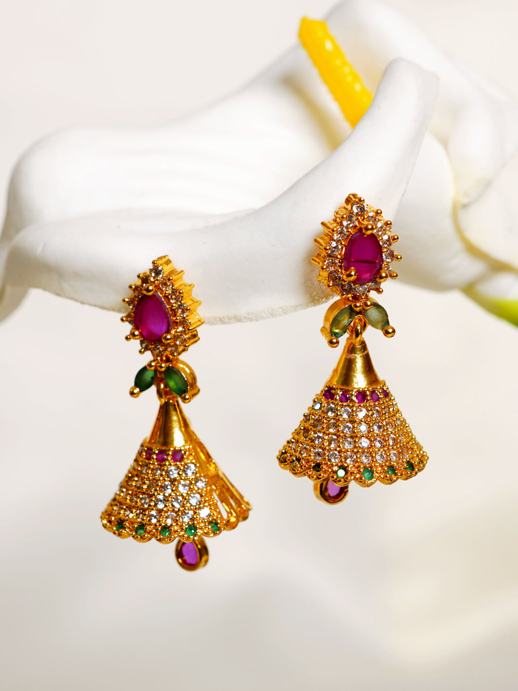 Rani Green Teardrop Jhumka Earrings