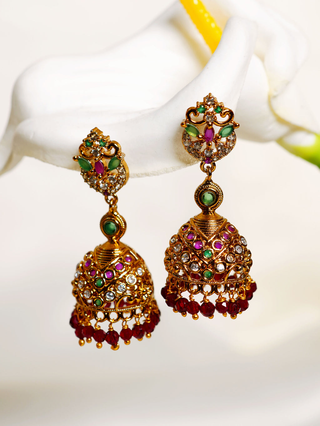 Rani Green Rajsi Jhumka Earrings