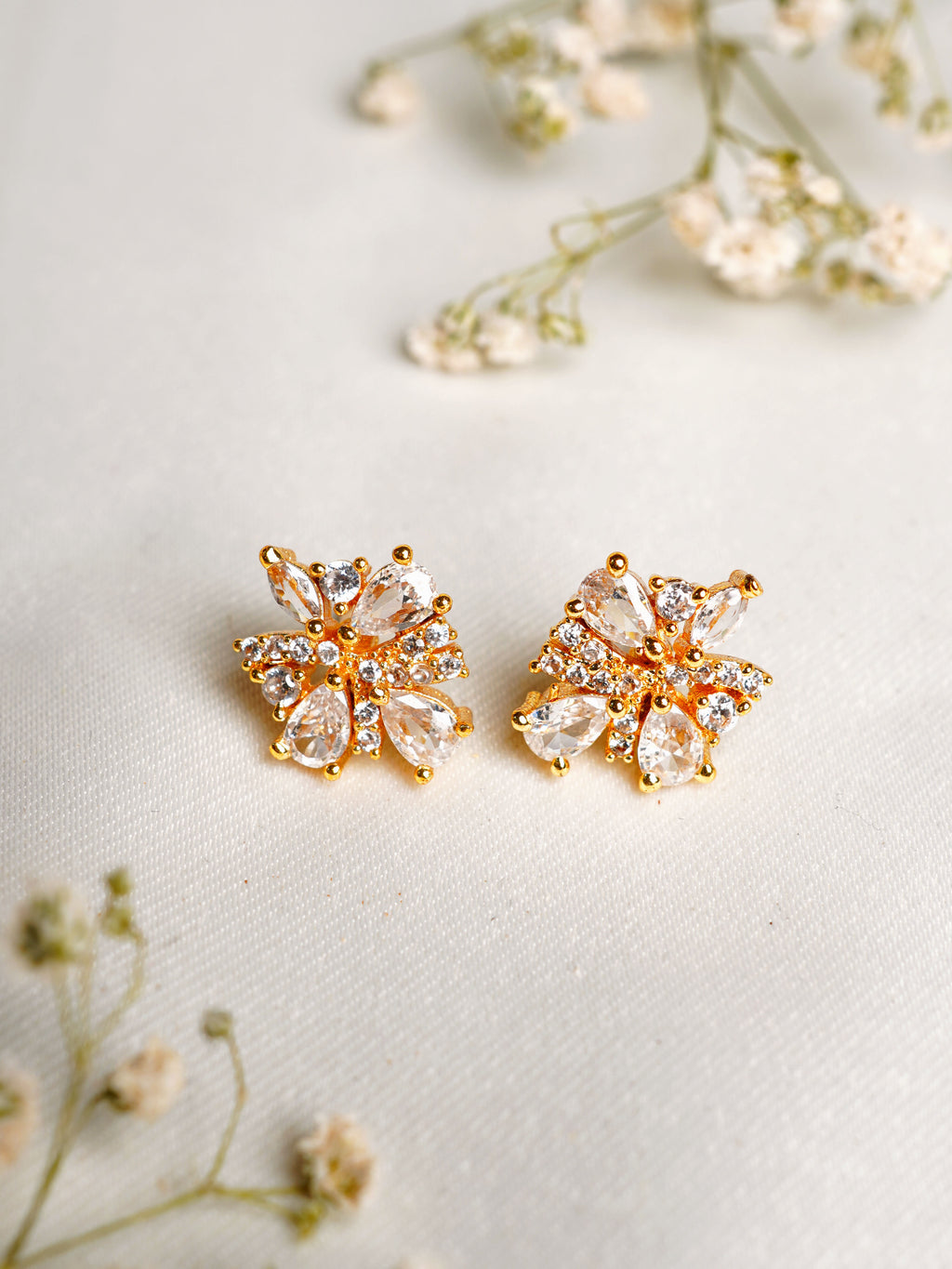 Crystal Petal Bloom Stud Earrings