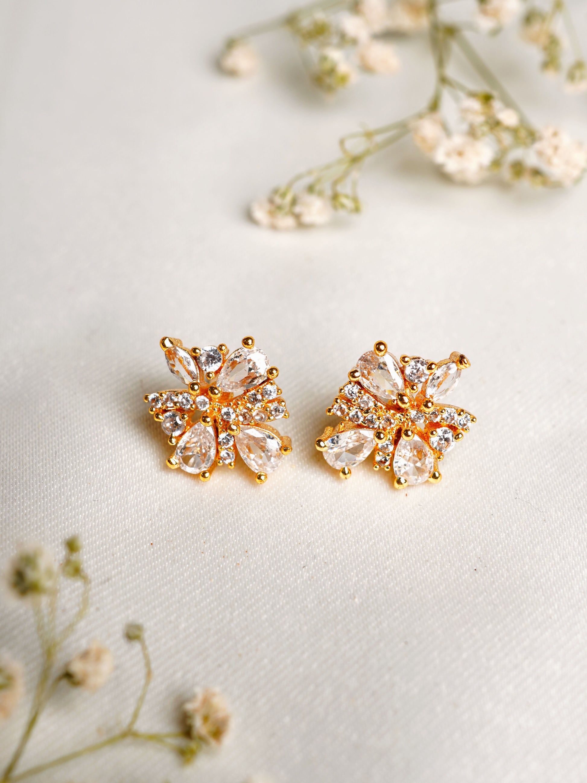 Crystal Petal Bloom Stud Earrings