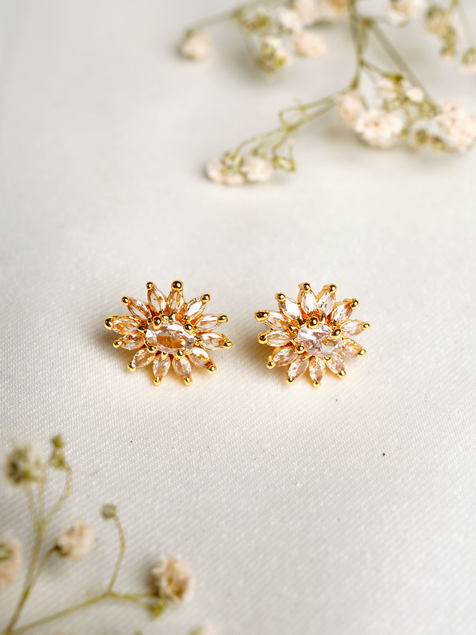Champagne Bloom Stud Earrings