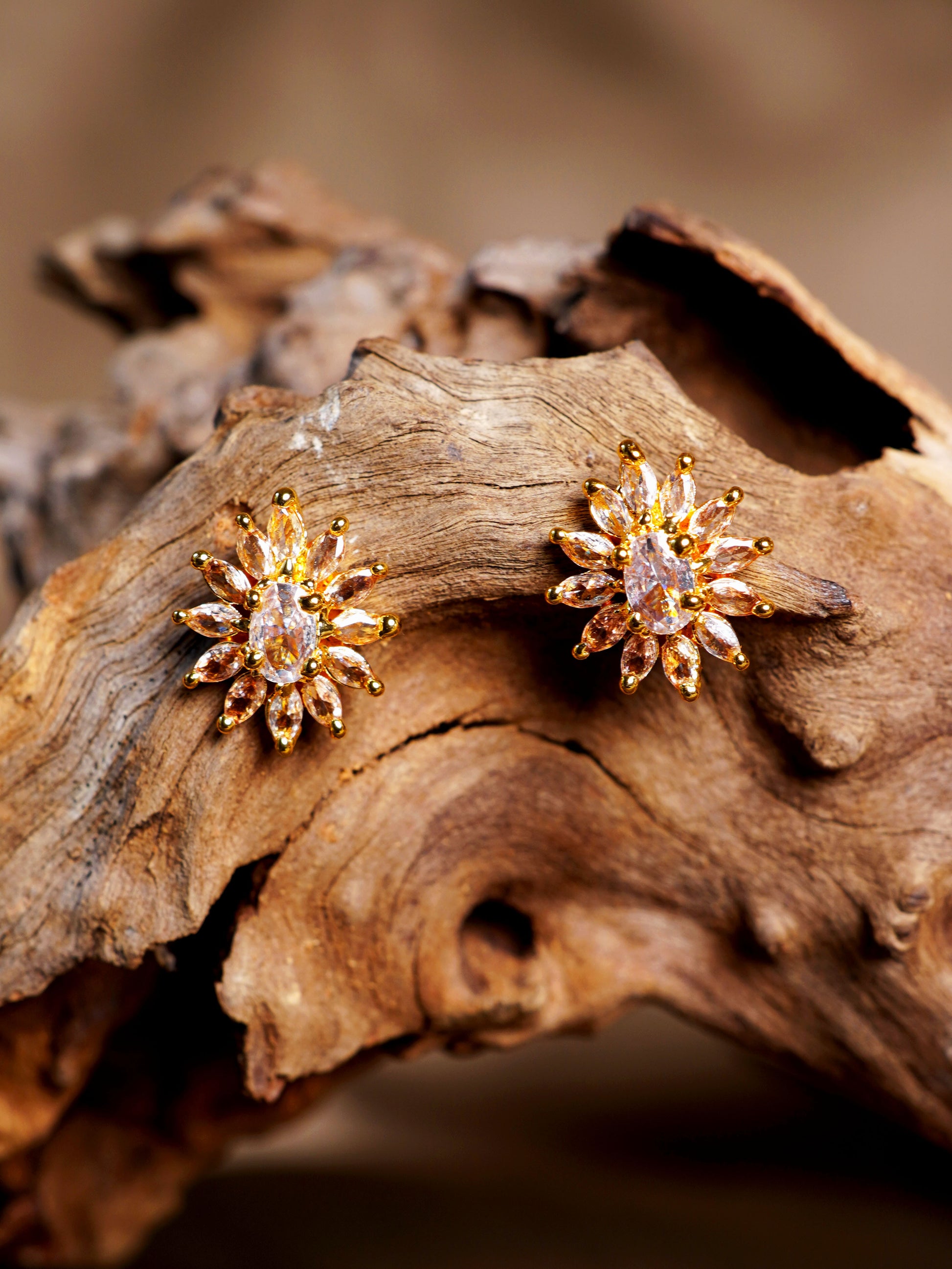 Champagne Bloom Stud Earrings