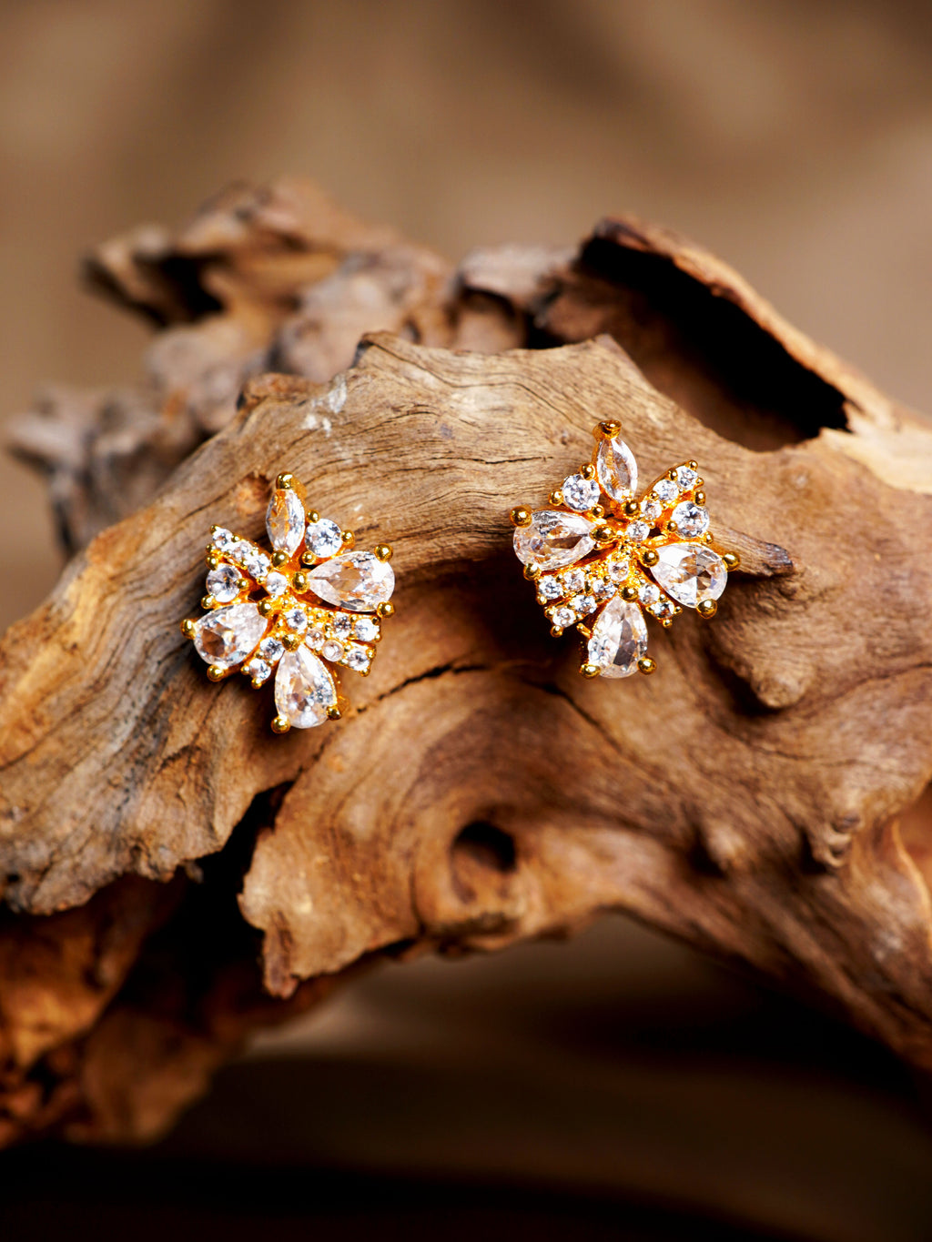Crystal Petal Bloom Stud Earrings