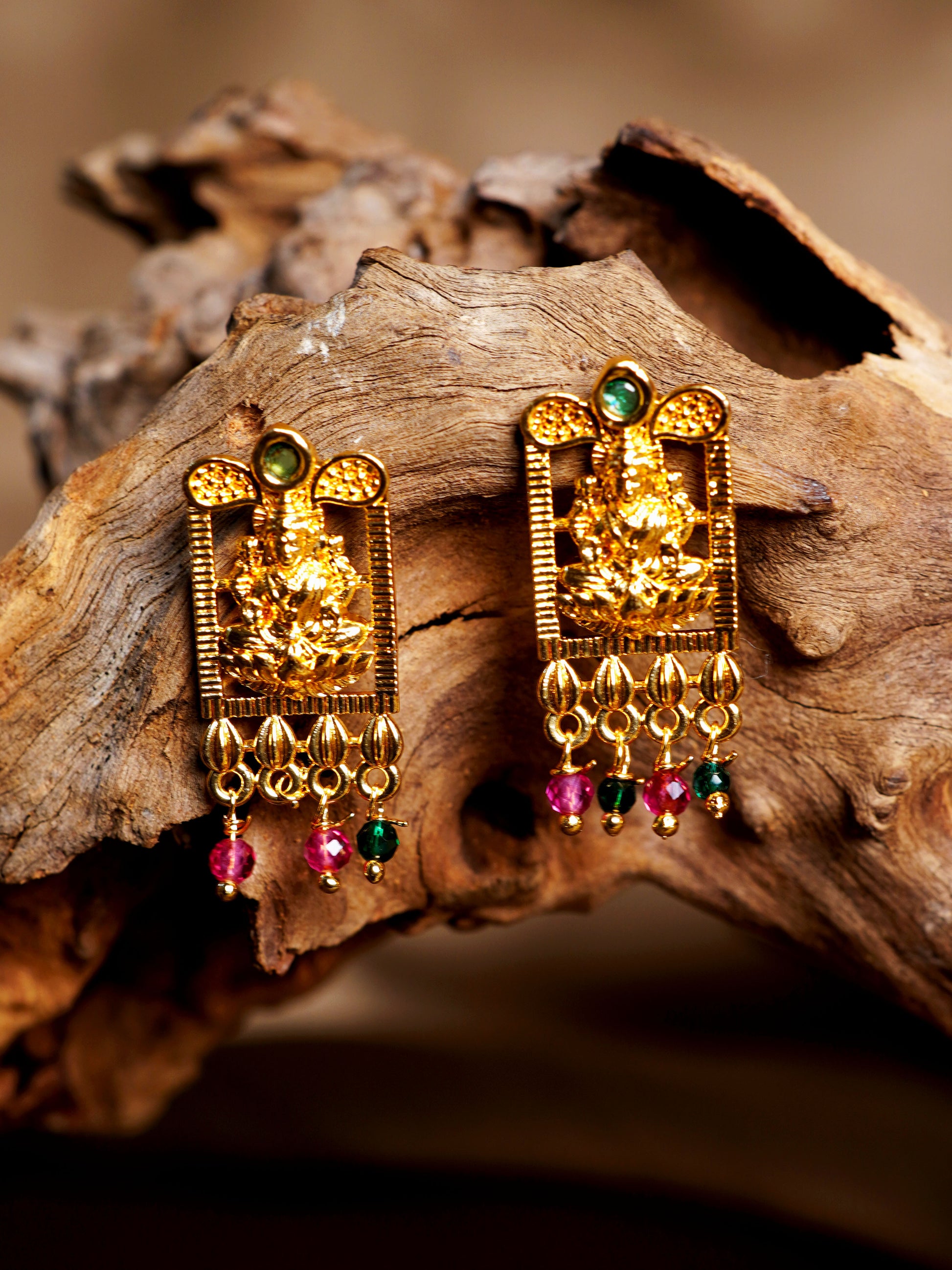 Lakshmi Dual-Tone Drop Earrings