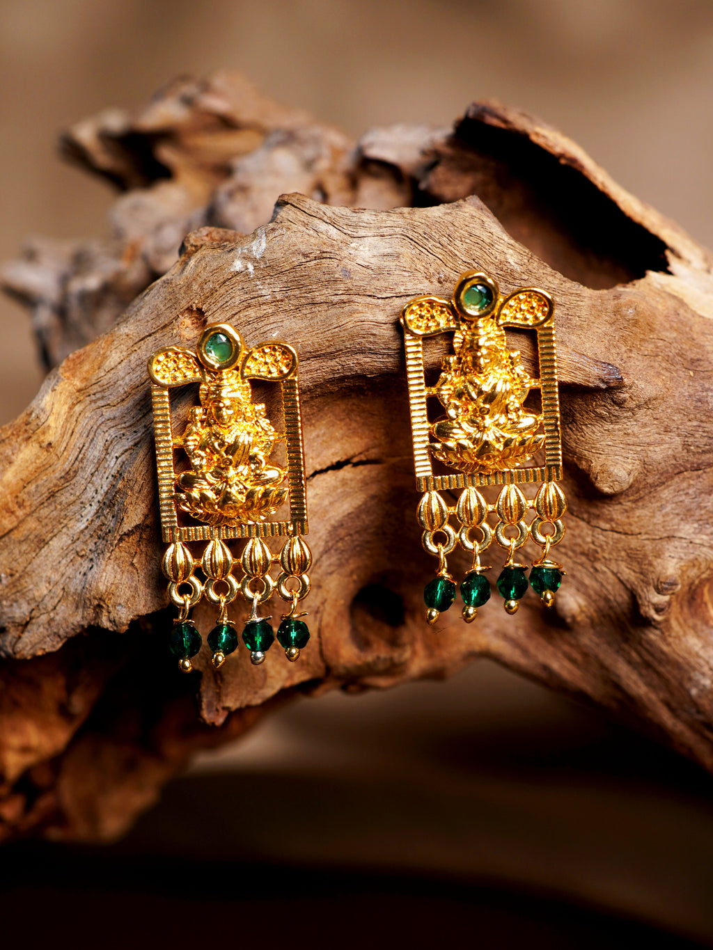 Lakshmi Green Drop Earrings