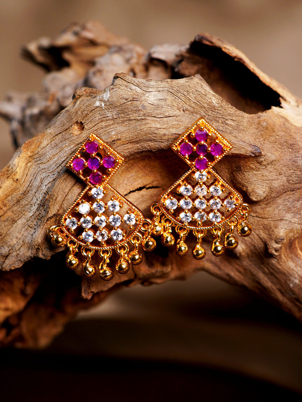 Rani Crystal Chand Drop Earrings