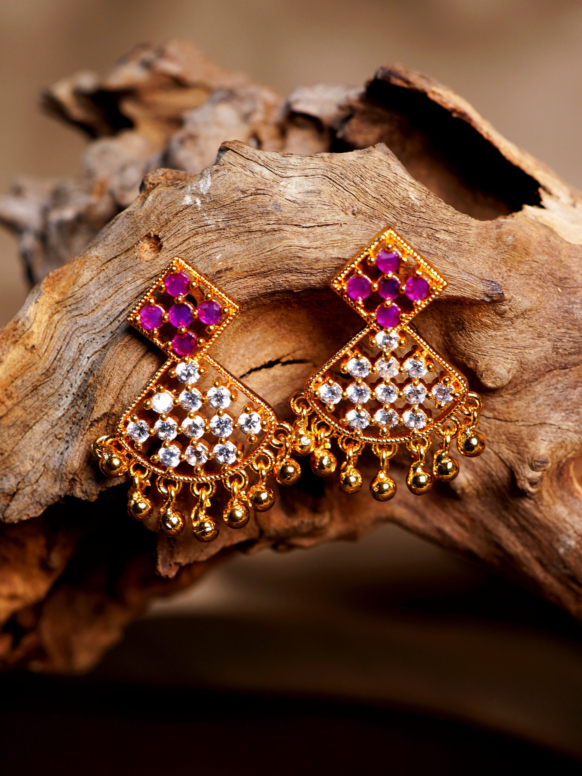Rani Crystal Chand Drop Earrings