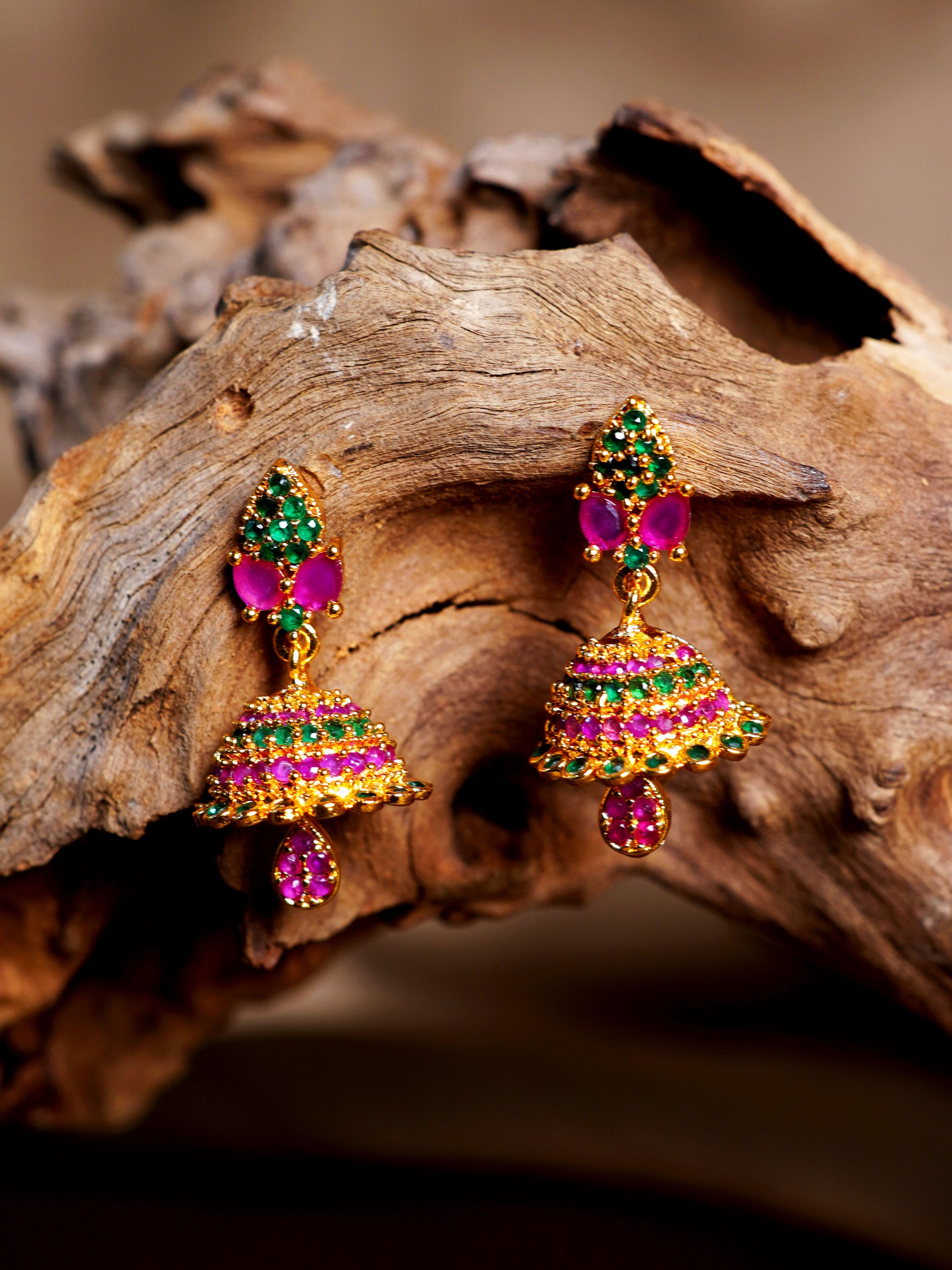 Rani Green Jhumka Earrings