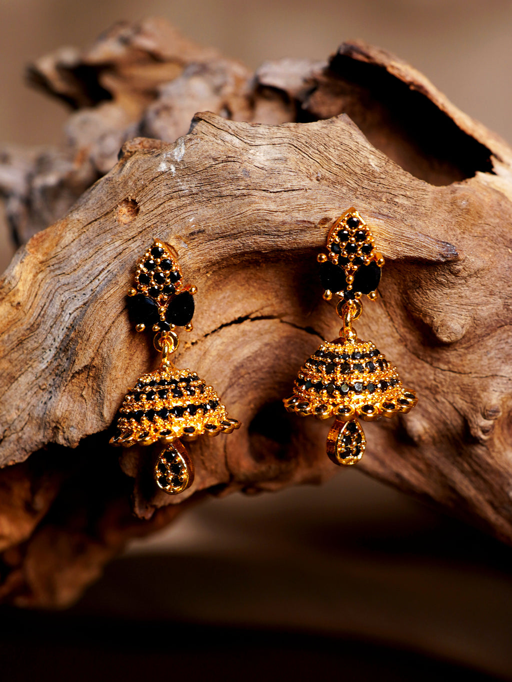 Midnight Black Jhumka Earrings