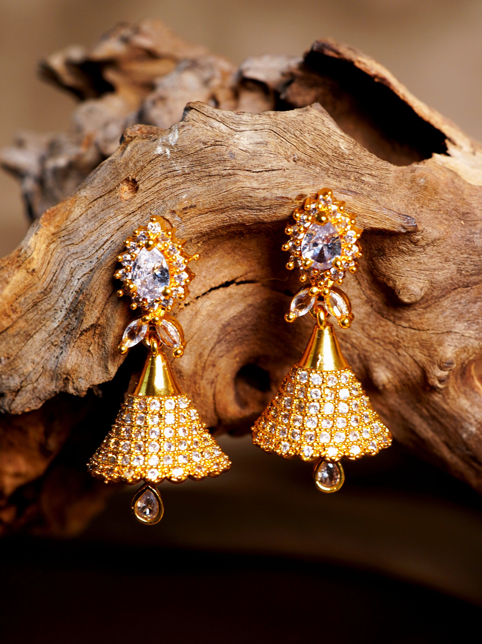 Crystal Teardrop Jhumka Earrings