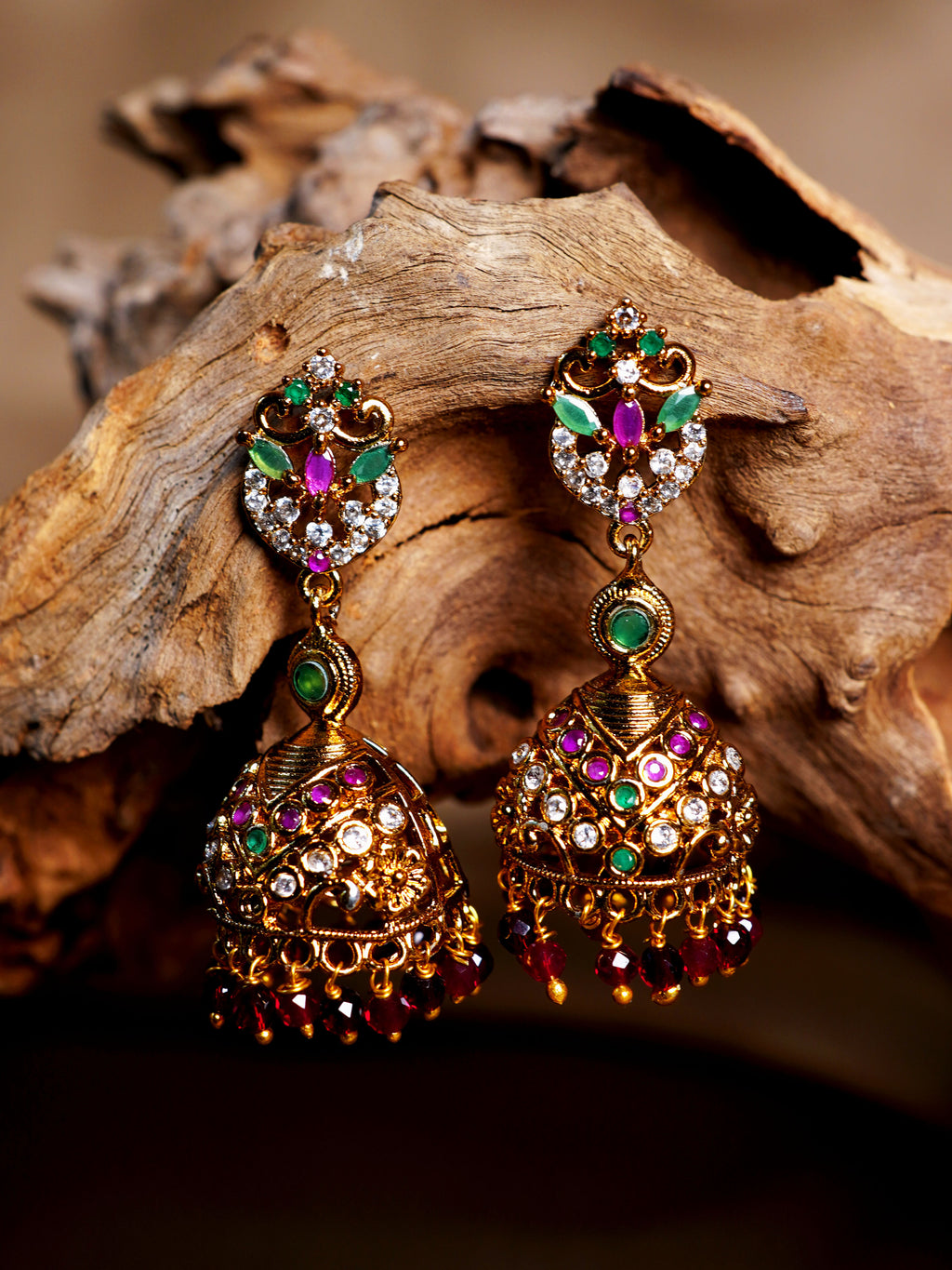 Rani Green Rajsi Jhumka Earrings