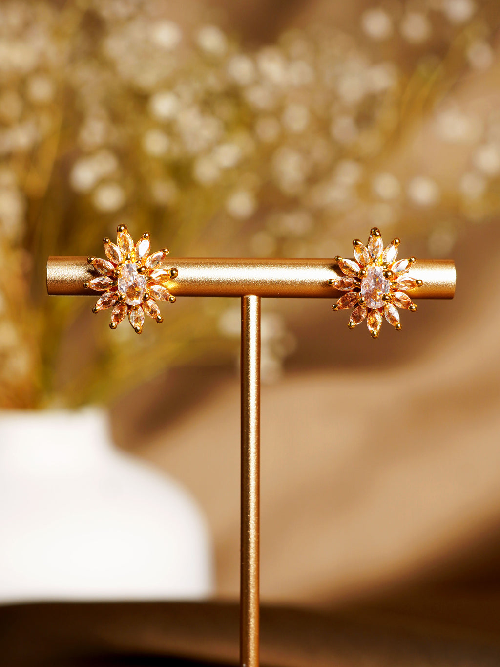 Champagne Bloom Stud Earrings